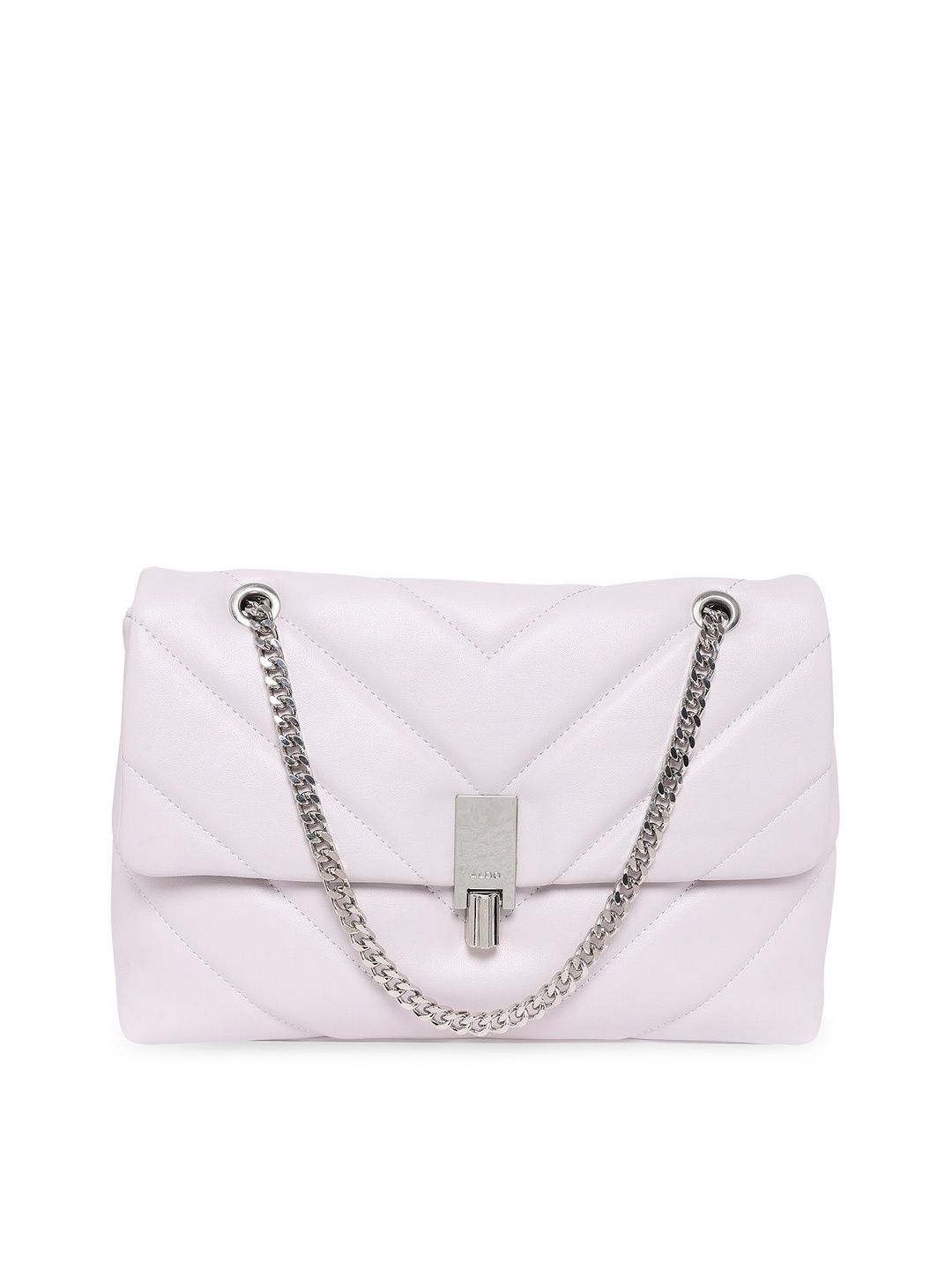 

ALDO White PU Structured Sling Bag with Quilted