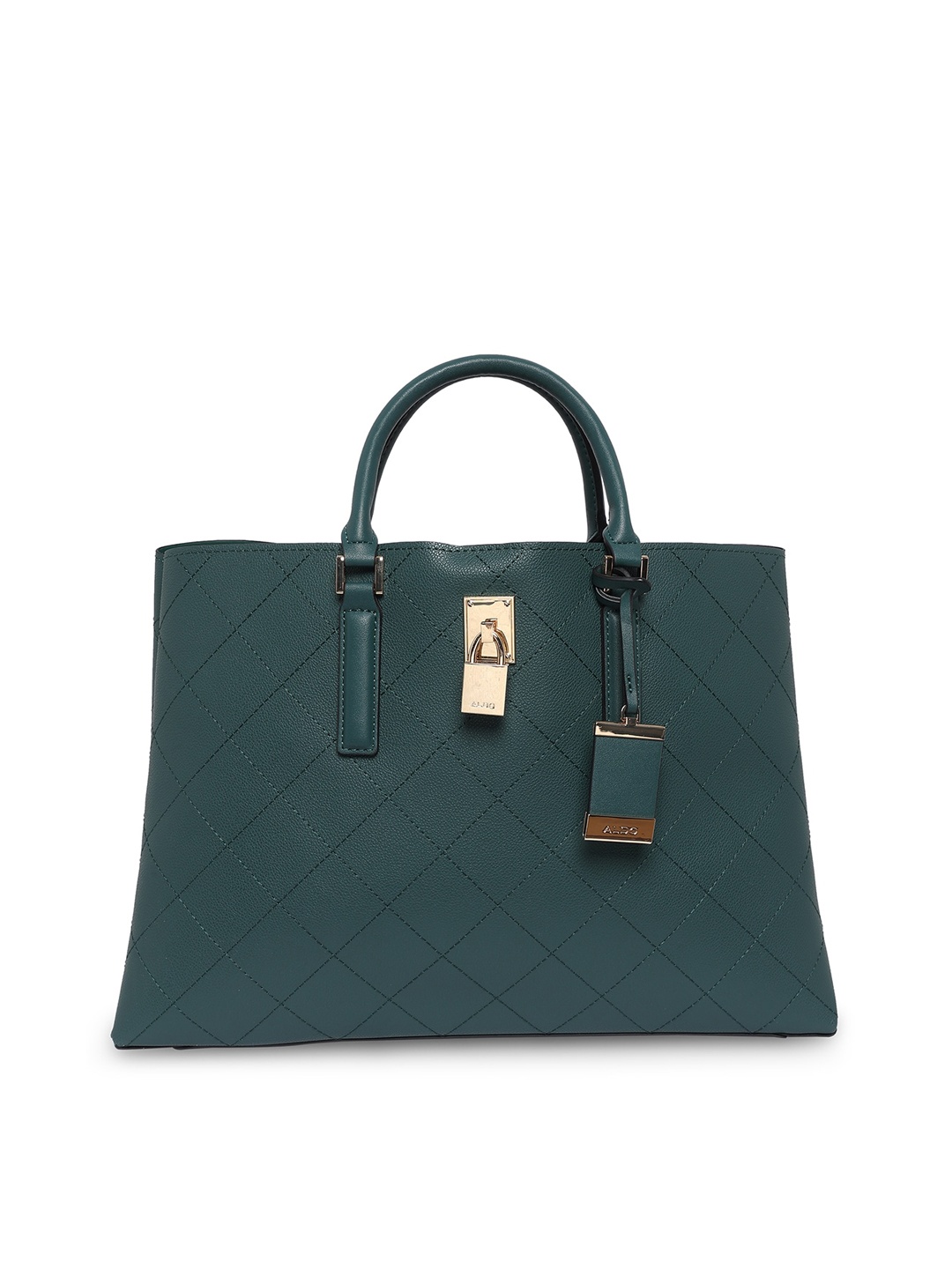 

ALDO Green PU Structured Handheld Bag