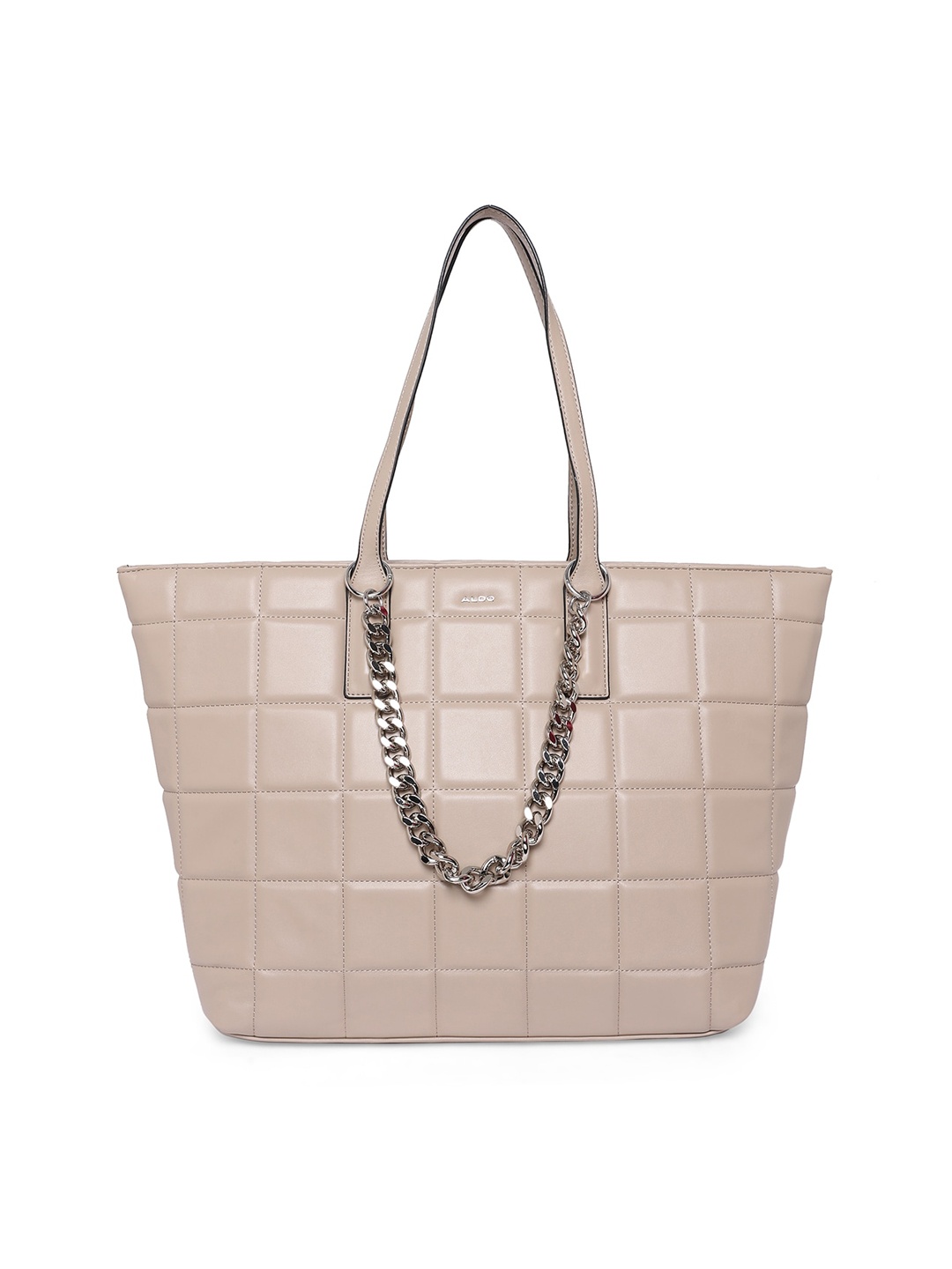 

ALDO Beige Checked PU Structured Shoulder Bag
