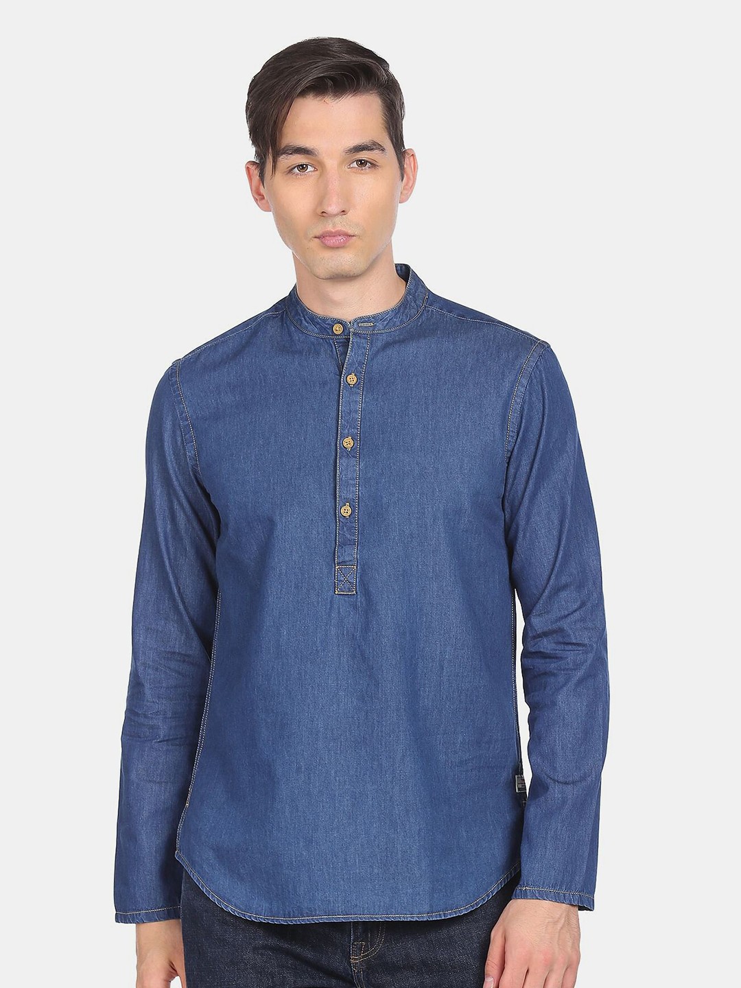 

Flying Machine Men Blue Solid Casual Shirt
