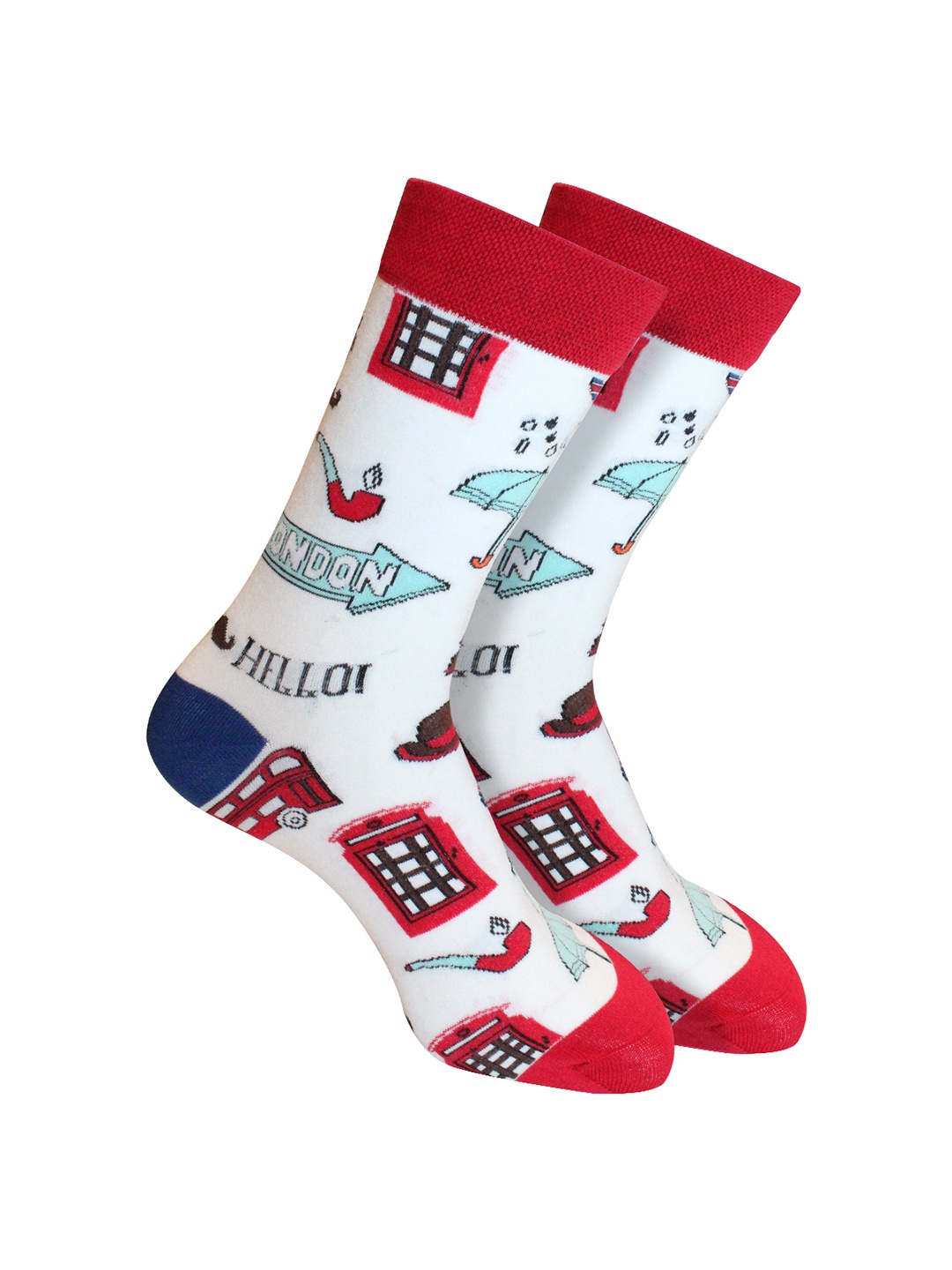 

Man Arden Men White Printed Calf-Length Socks