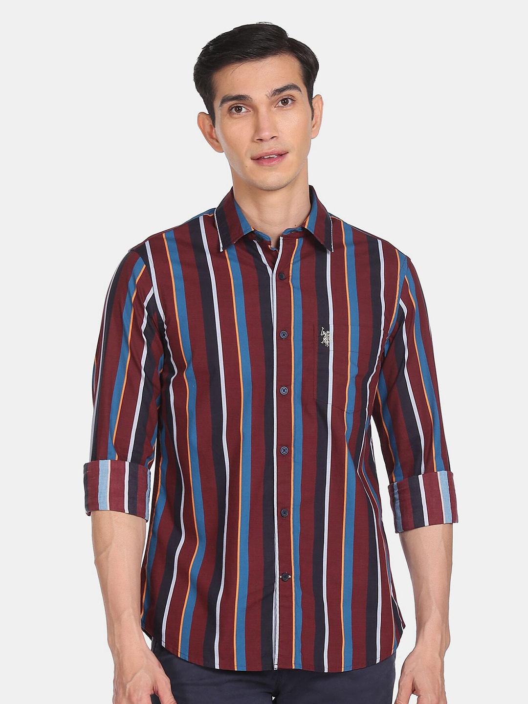 

U S Polo Assn Men Multicoloured Striped Cotton Casual Shirt, Multi