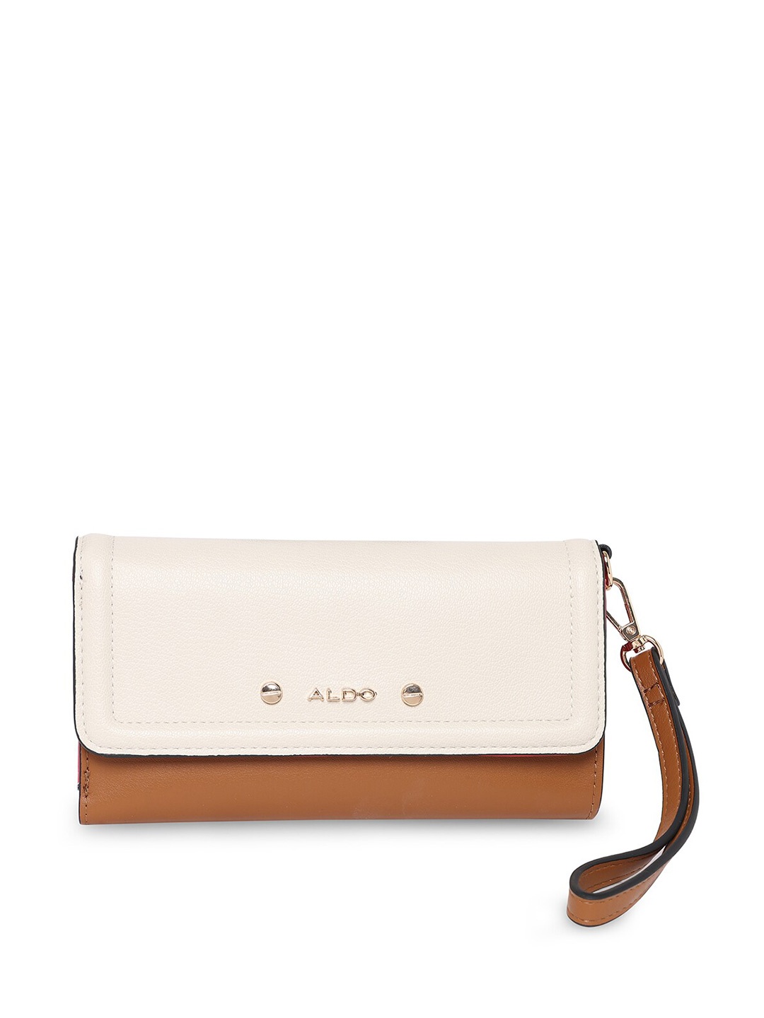 

ALDO Women Brown & Red PU Two Fold Wallet