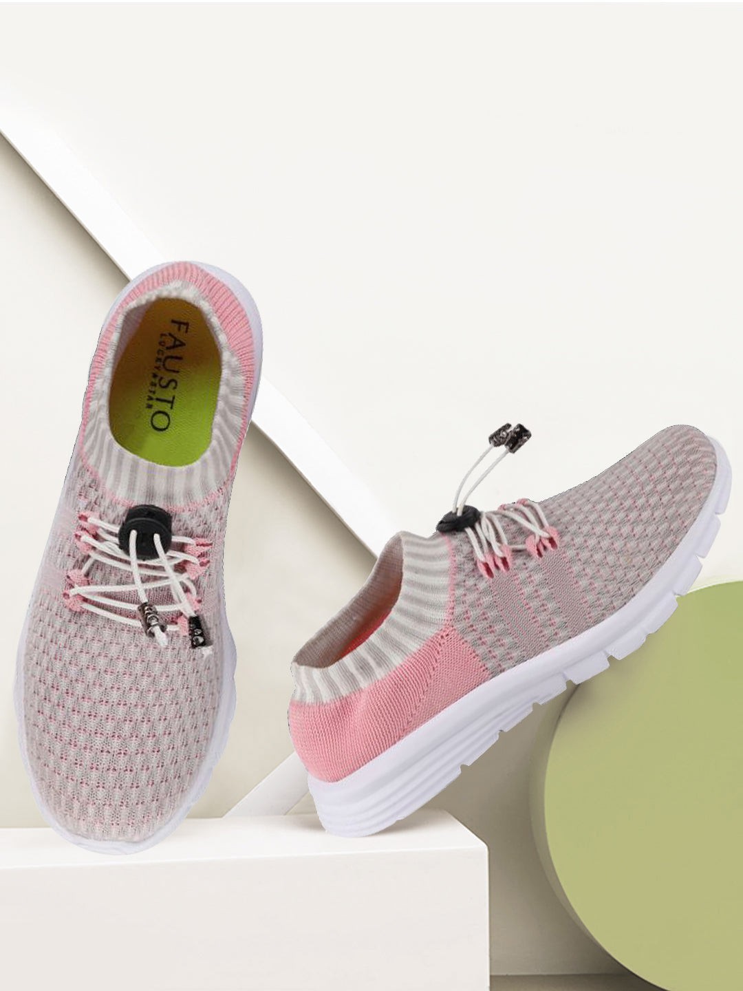 

FAUSTO Women Grey Mesh Running Non-Marking Shoes