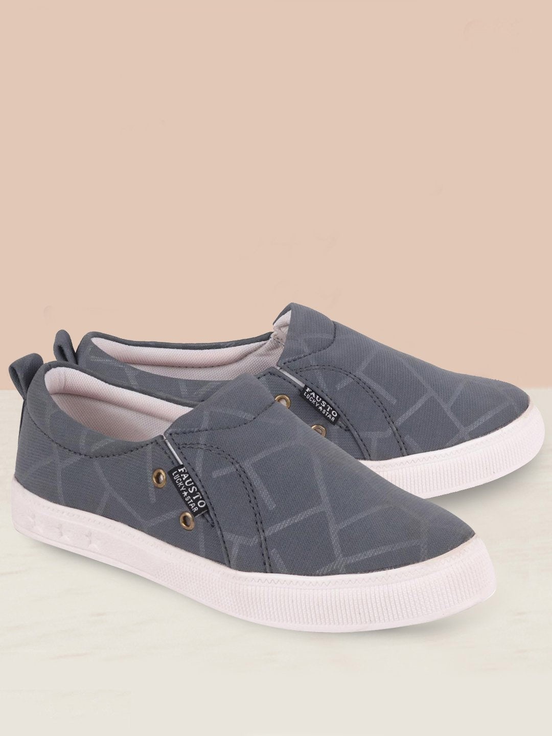 

FAUSTO Women Grey Woven Design Loafers