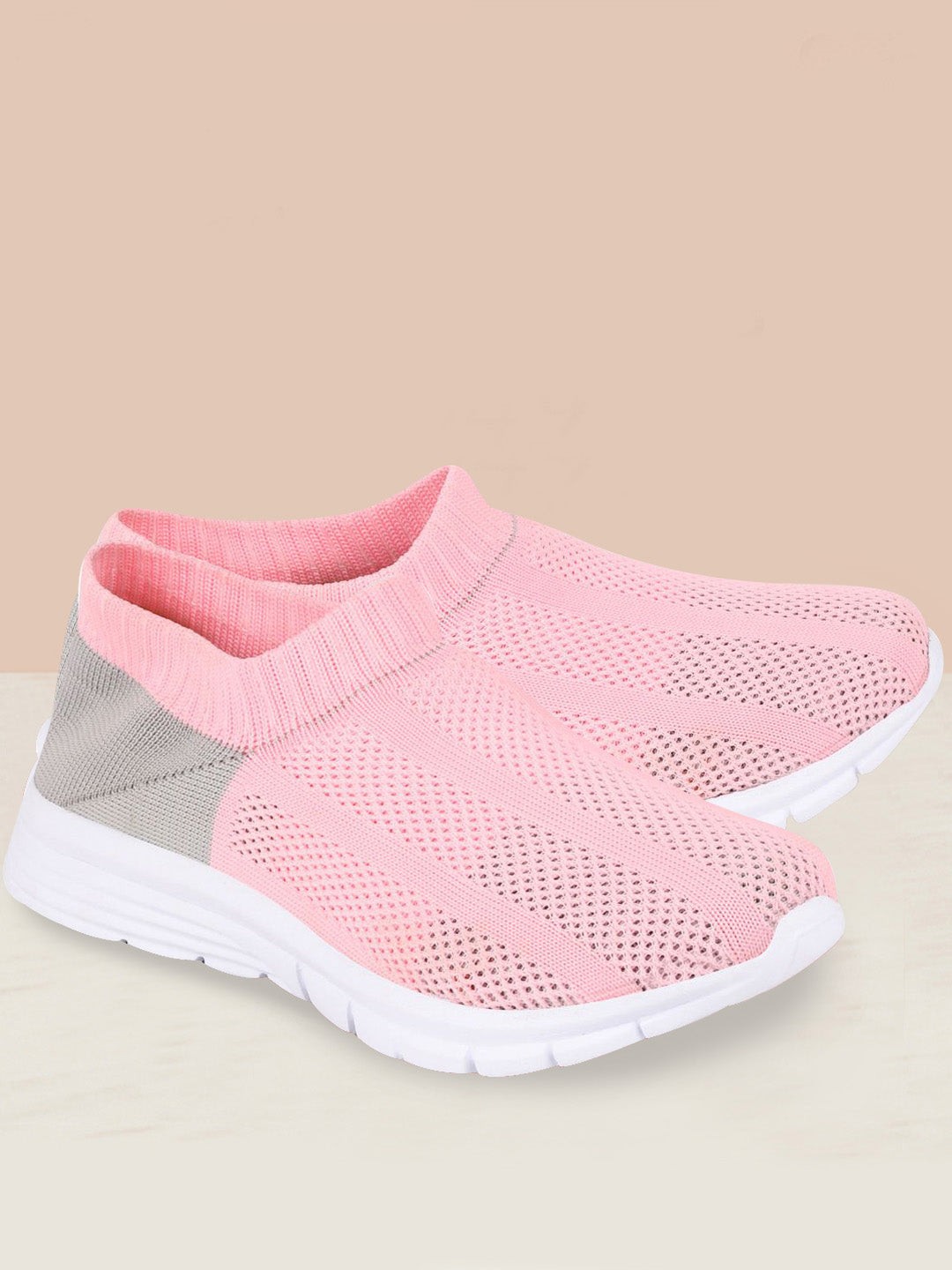 

FAUSTO Women Pink Mesh Walking Non-Marking Shoes
