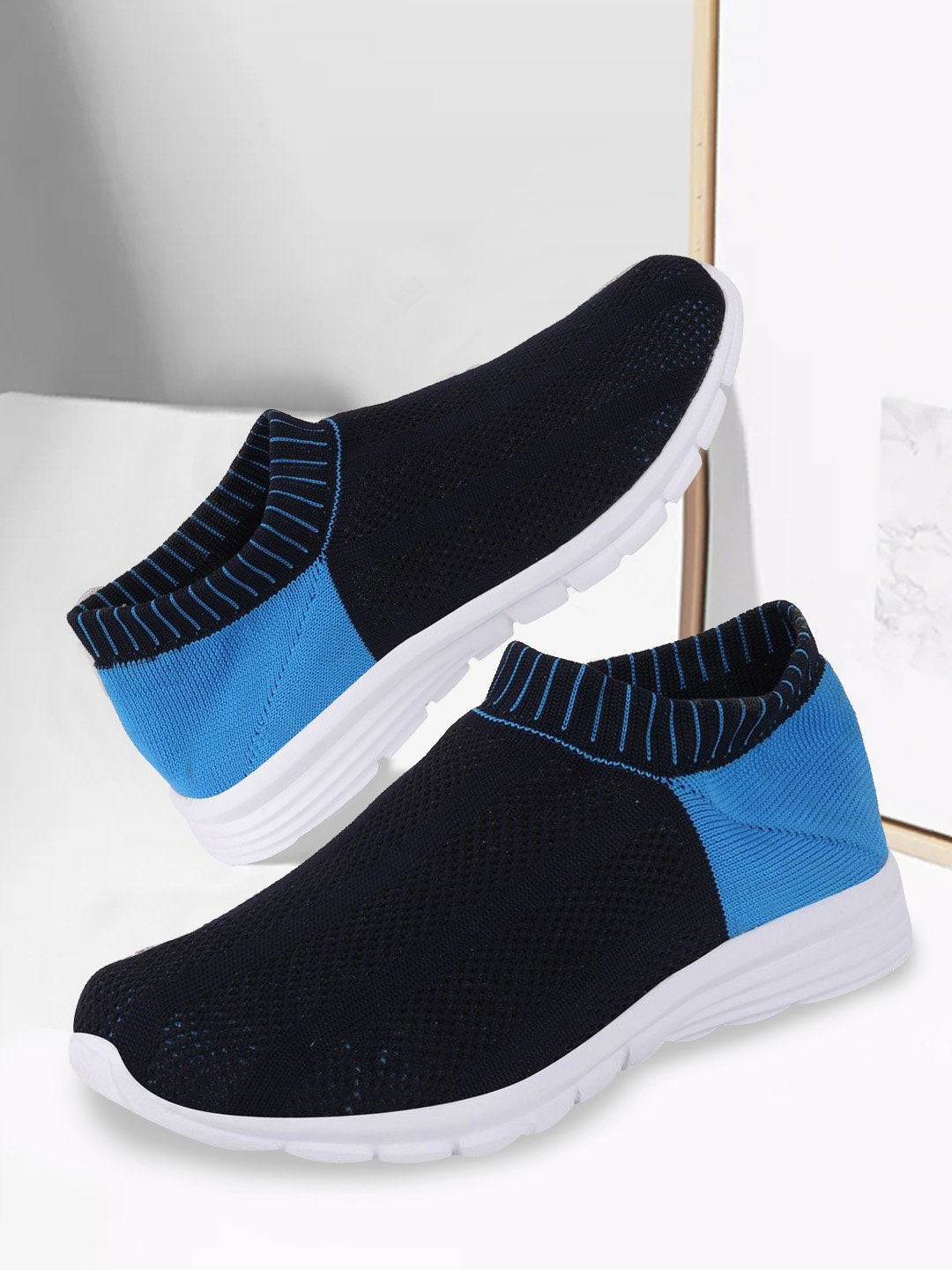 

FAUSTO Women Blue Mesh Walking Non-Marking Shoes
