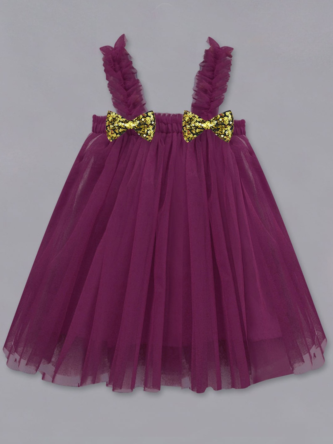 

A T U N Burgundy Net A-Line Dress