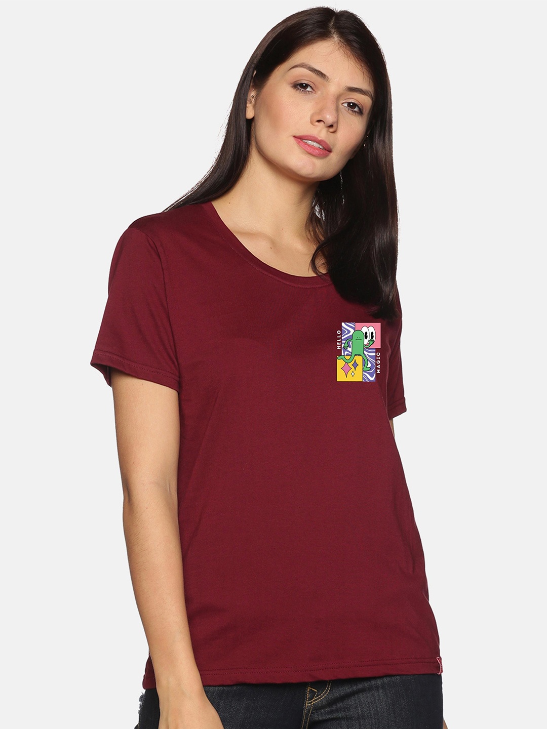 

NOT YET by us Women Maroon Cotton T-shirt