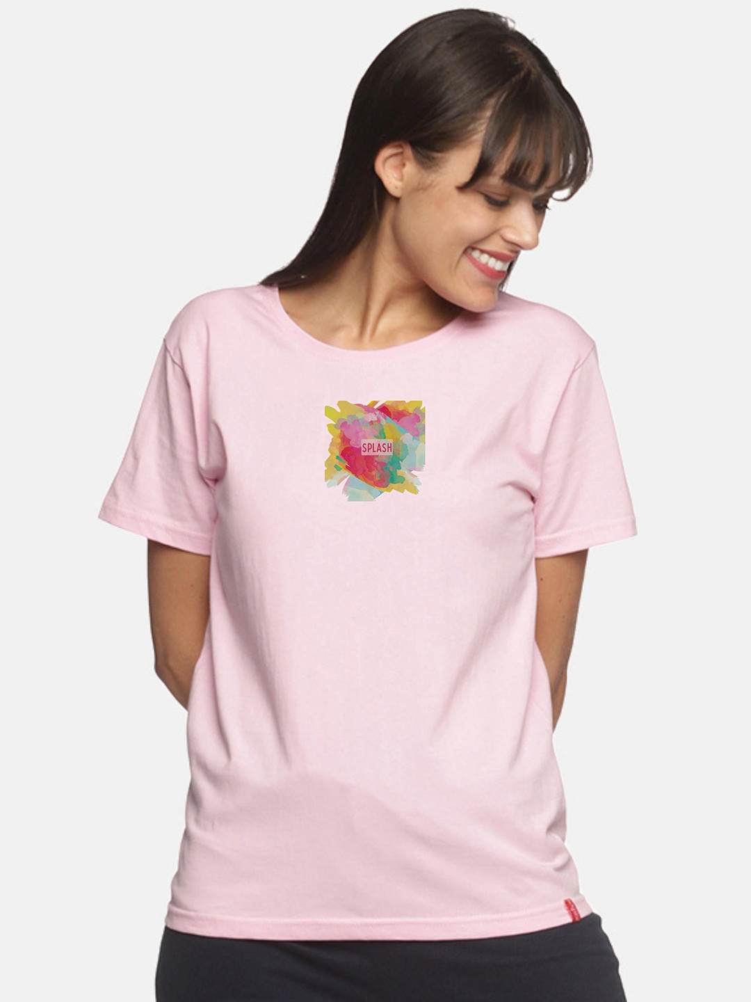 

NOT YET by us Women Pink Typography Printed T-shirt