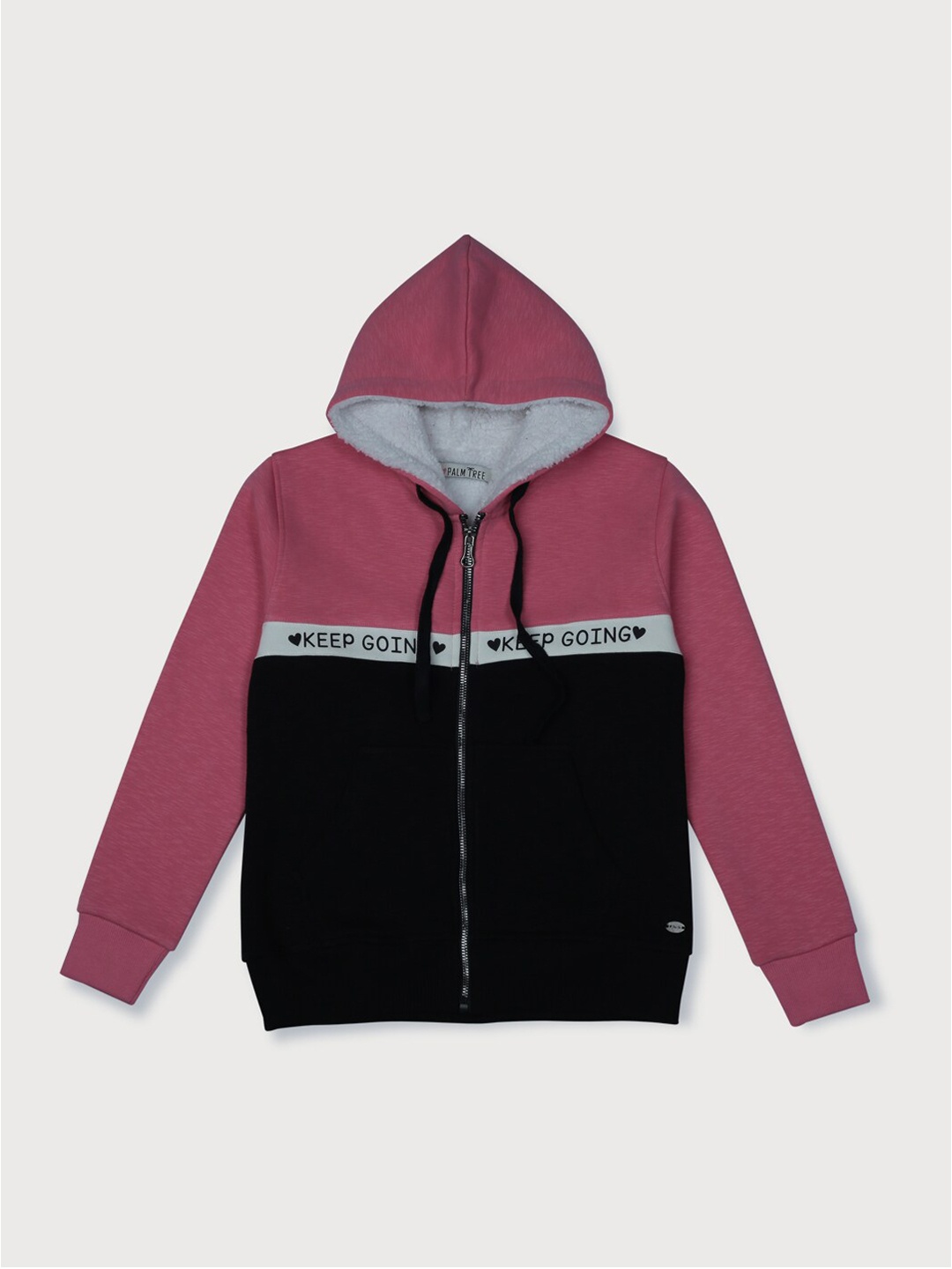 

Palm Tree Girls Pink Black Colourblocked Open Front Jacket