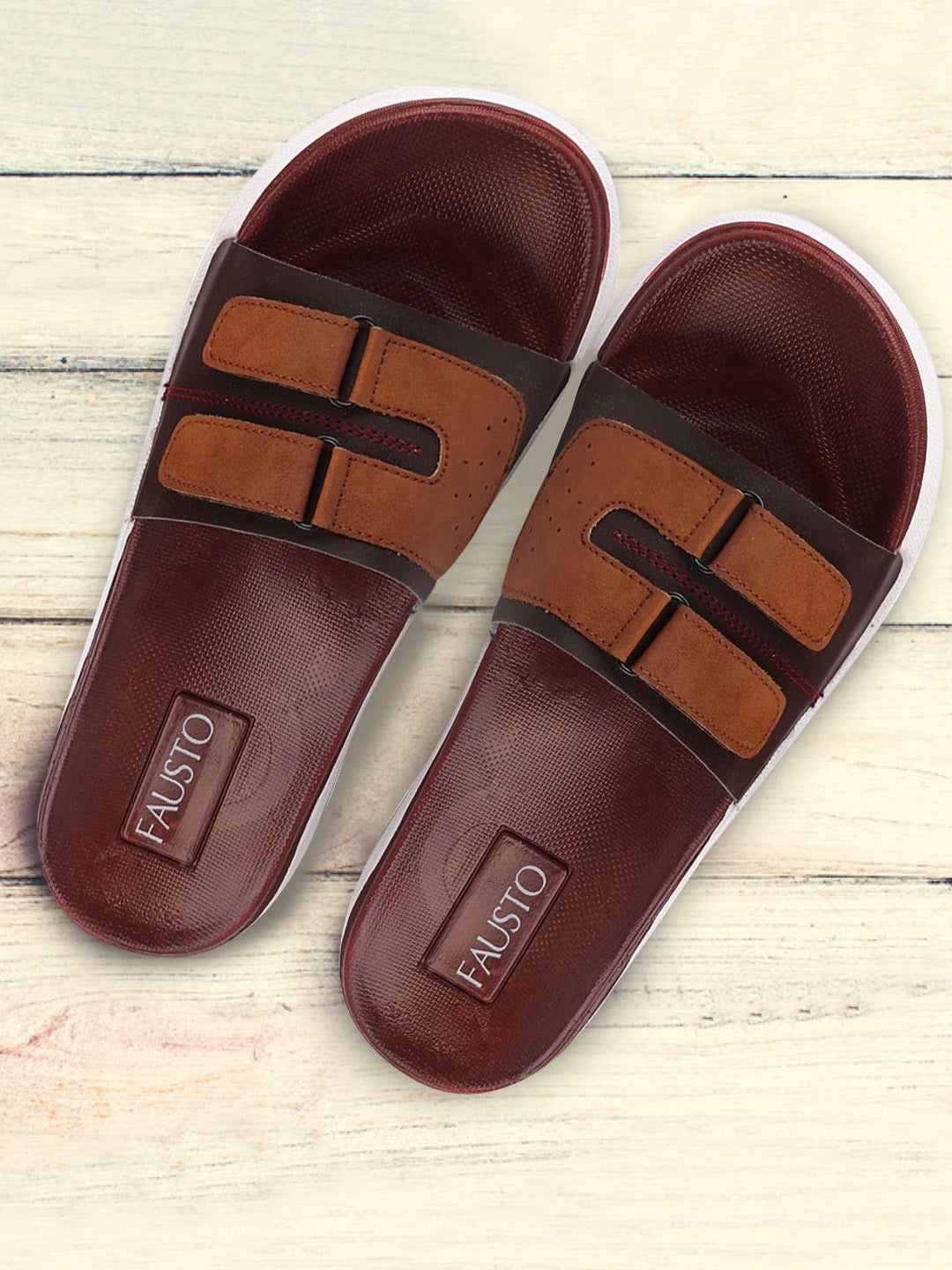 

FAUSTO Men Brown Solid Sliders