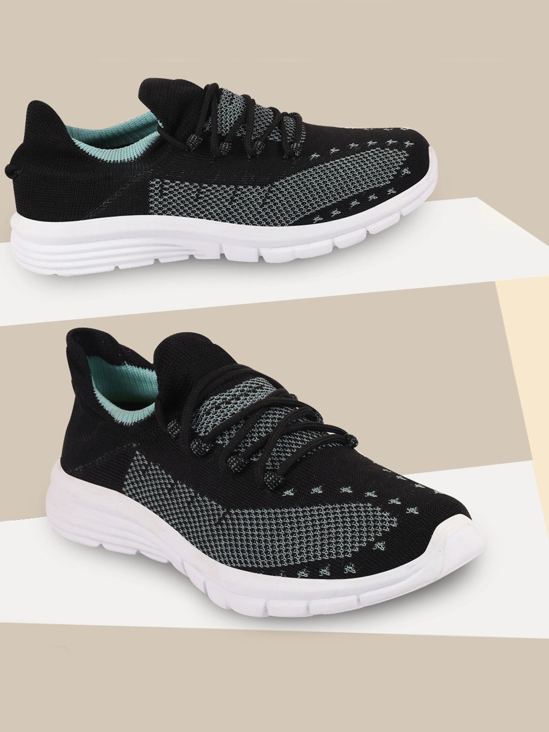 

FAUSTO Men Green Mesh Running Non-Marking Sports Shoes