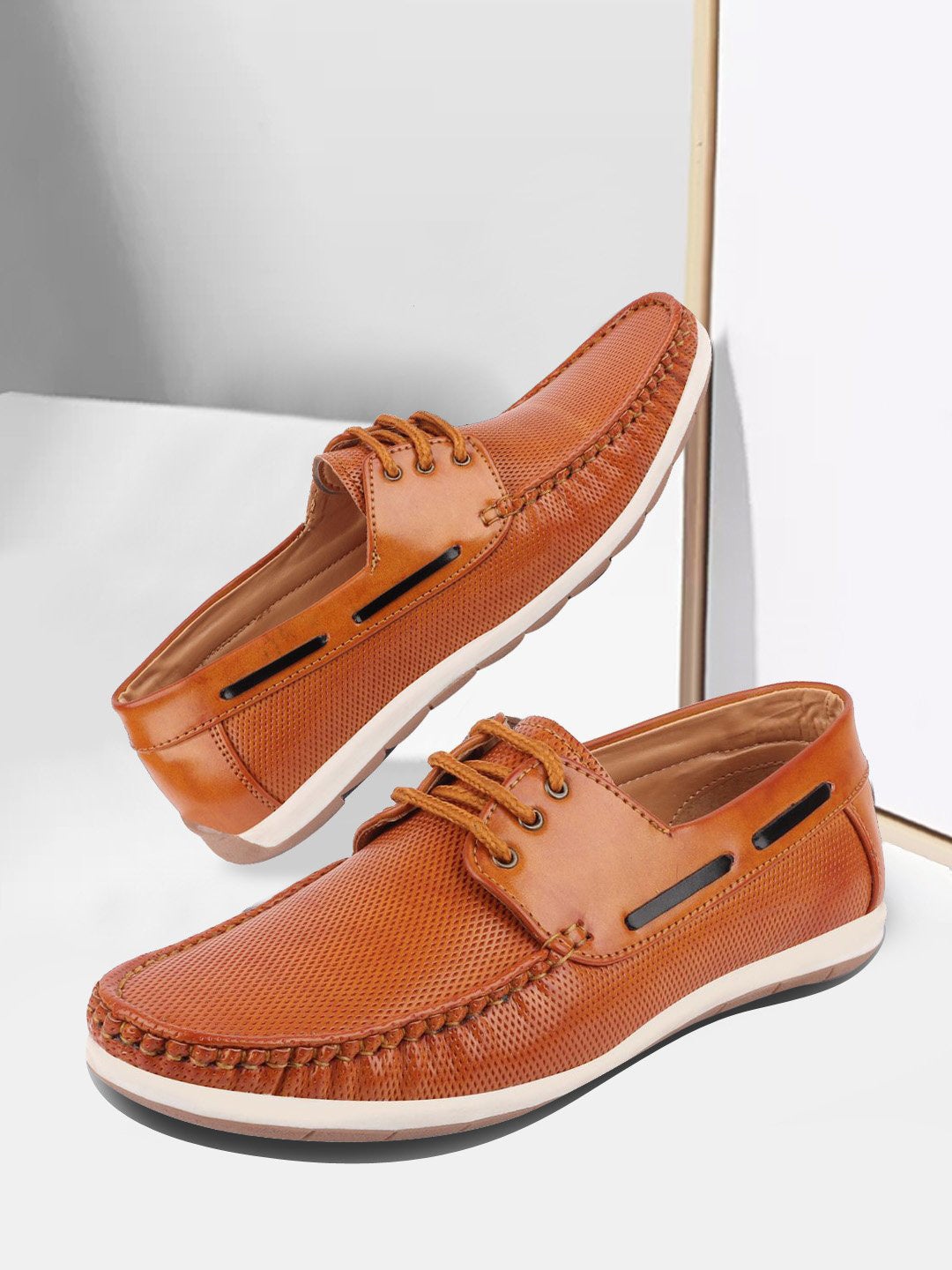 

FAUSTO Men Tan PU Boat Shoes