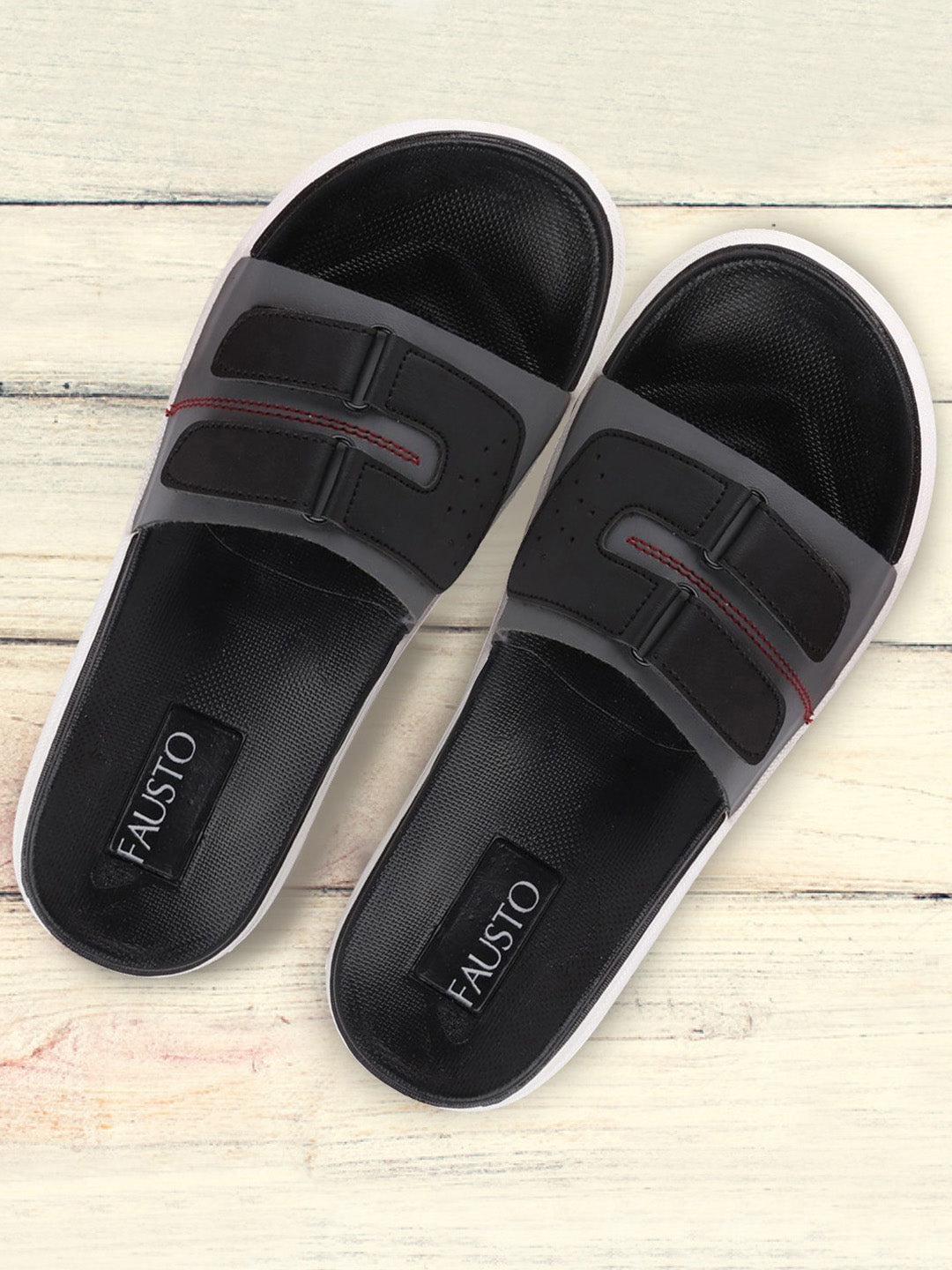 

FAUSTO Men Grey & White Sliders