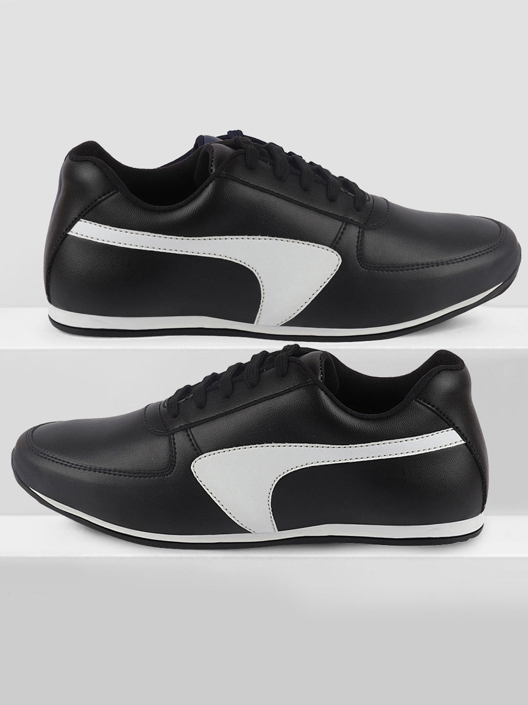 

FAUSTO Men Black PU Lace Up Sneakers