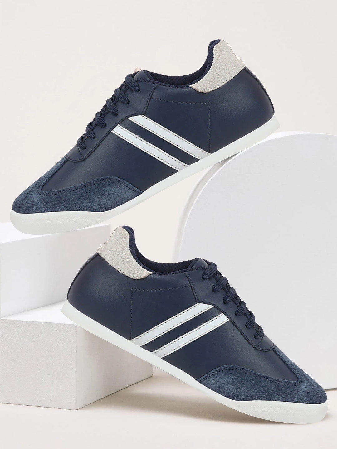 

FAUSTO Men Navy Blue Colourblocked PU Lace Up Sneakers