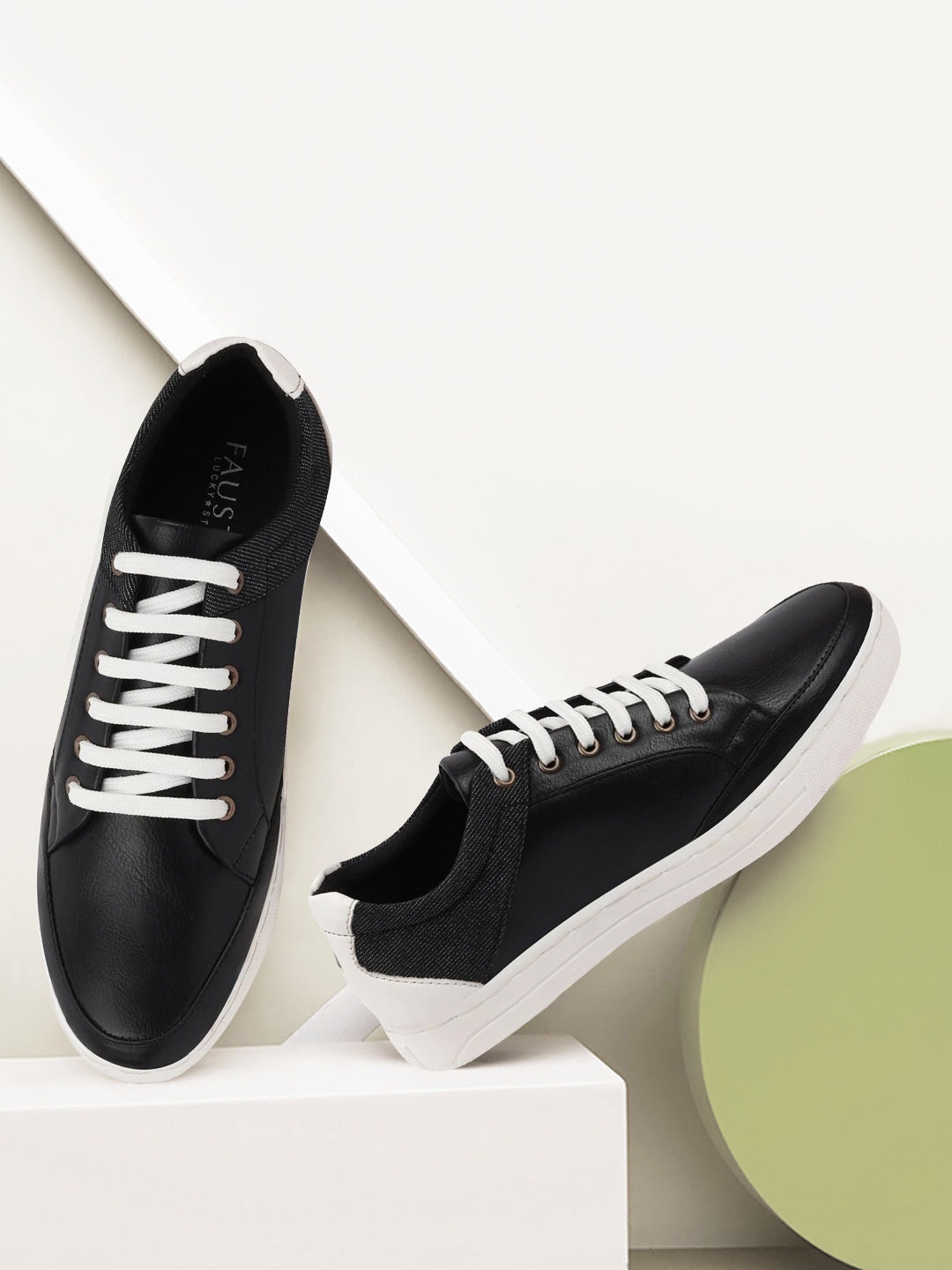 

FAUSTO Men Black Colourblocked PU Driving Shoes