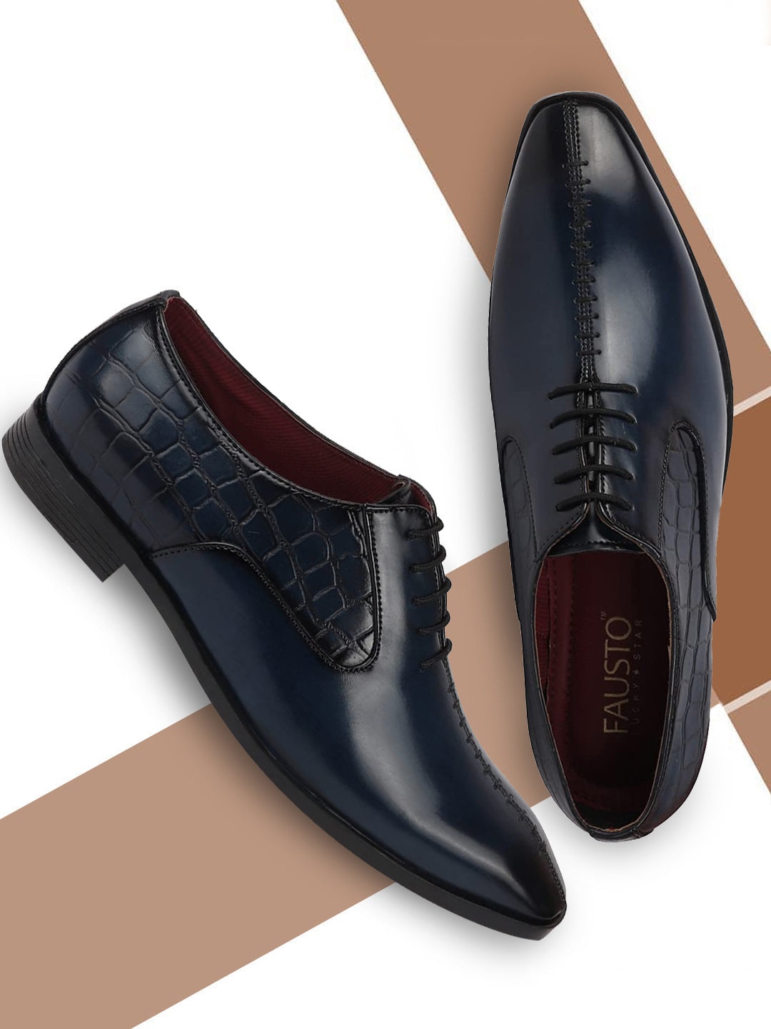 

FAUSTO Men Blue Textured PU Derbys