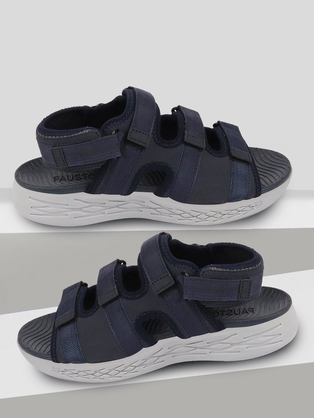 

FAUSTO Men Navy Blue Solid Sports Sandals