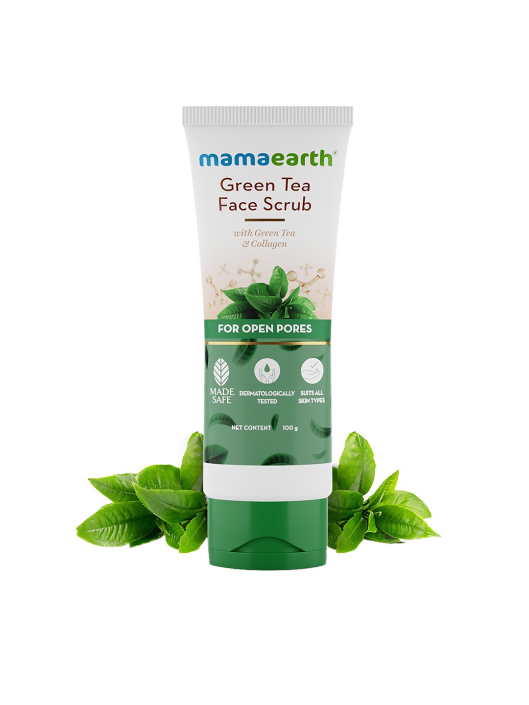 

Mamaearth Green Tea Face Scrub with Collagen - 100 g, White