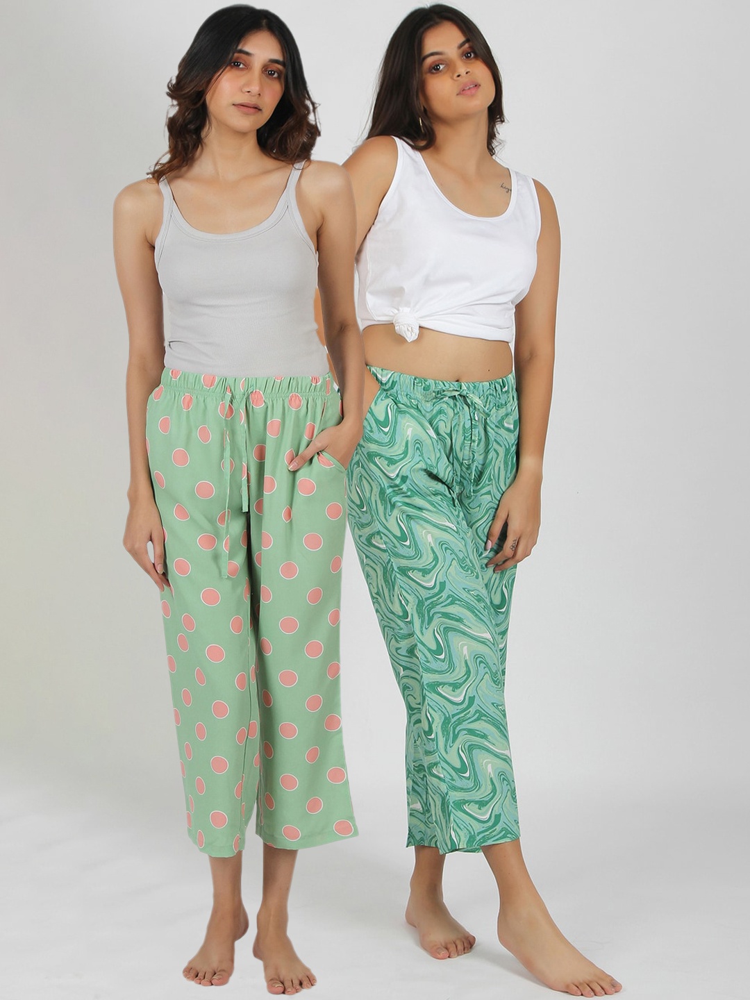 

S&F Women Pack Of 2 Printed Lounge Pants, Green