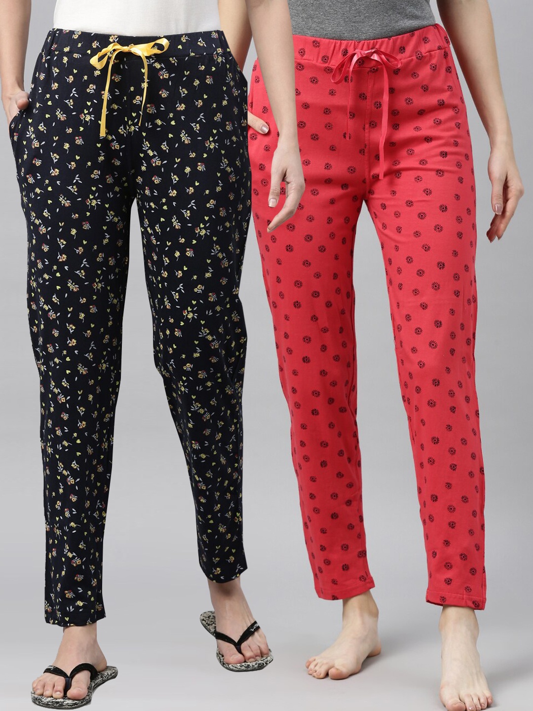

Enviously Young Women Pack Of 2 Printed Cotton Lounge Pants, Navy blue
