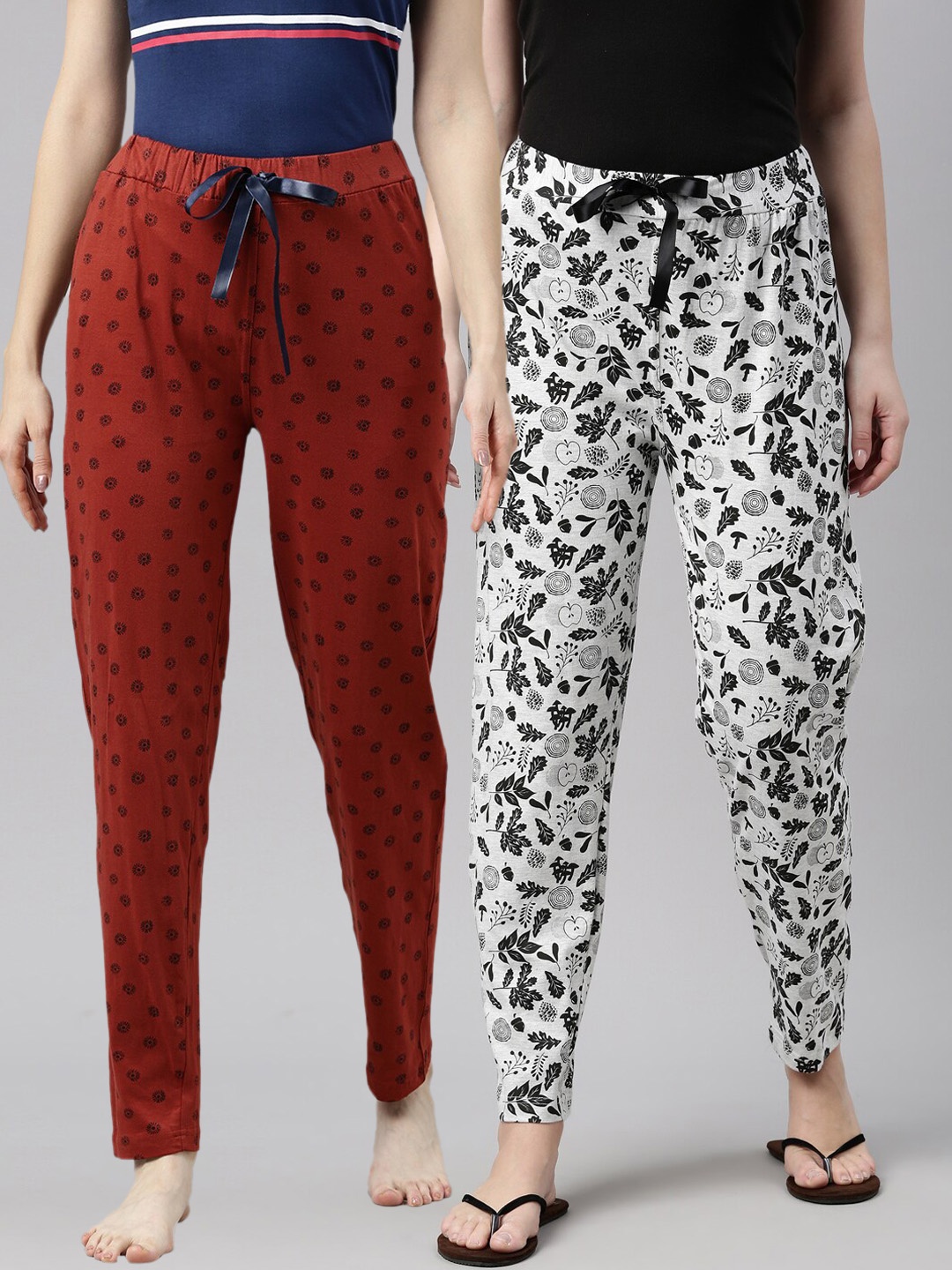 

Enviously Young Women Pack Of 2 Printed Cotton Lounge Pants, Rust