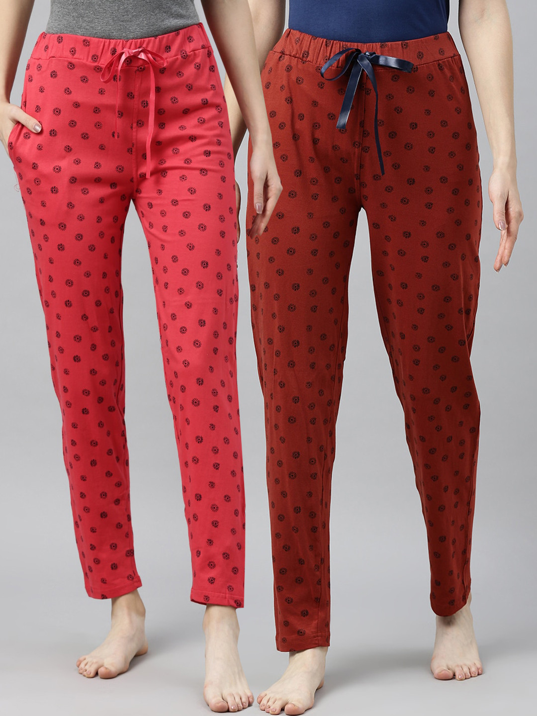 

Enviously Young Women Pack Of 2 Printed Cotton Lounge Pants, Rust