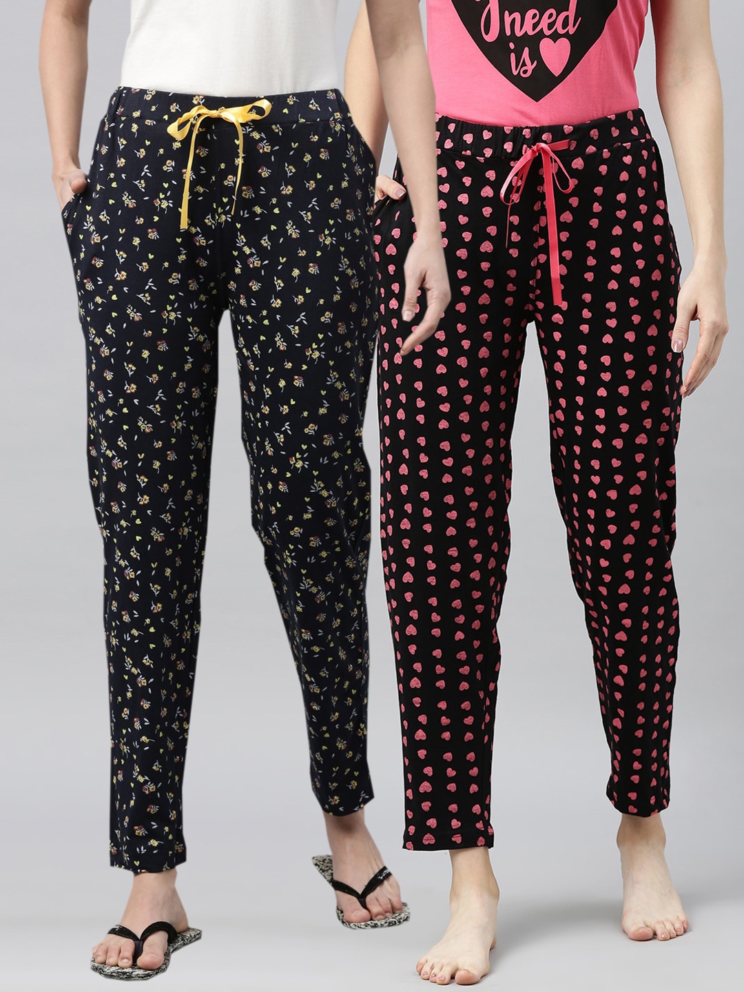 

Enviously Young Women Pack Of 2 Printed Cotton Lounge Pants, Navy blue