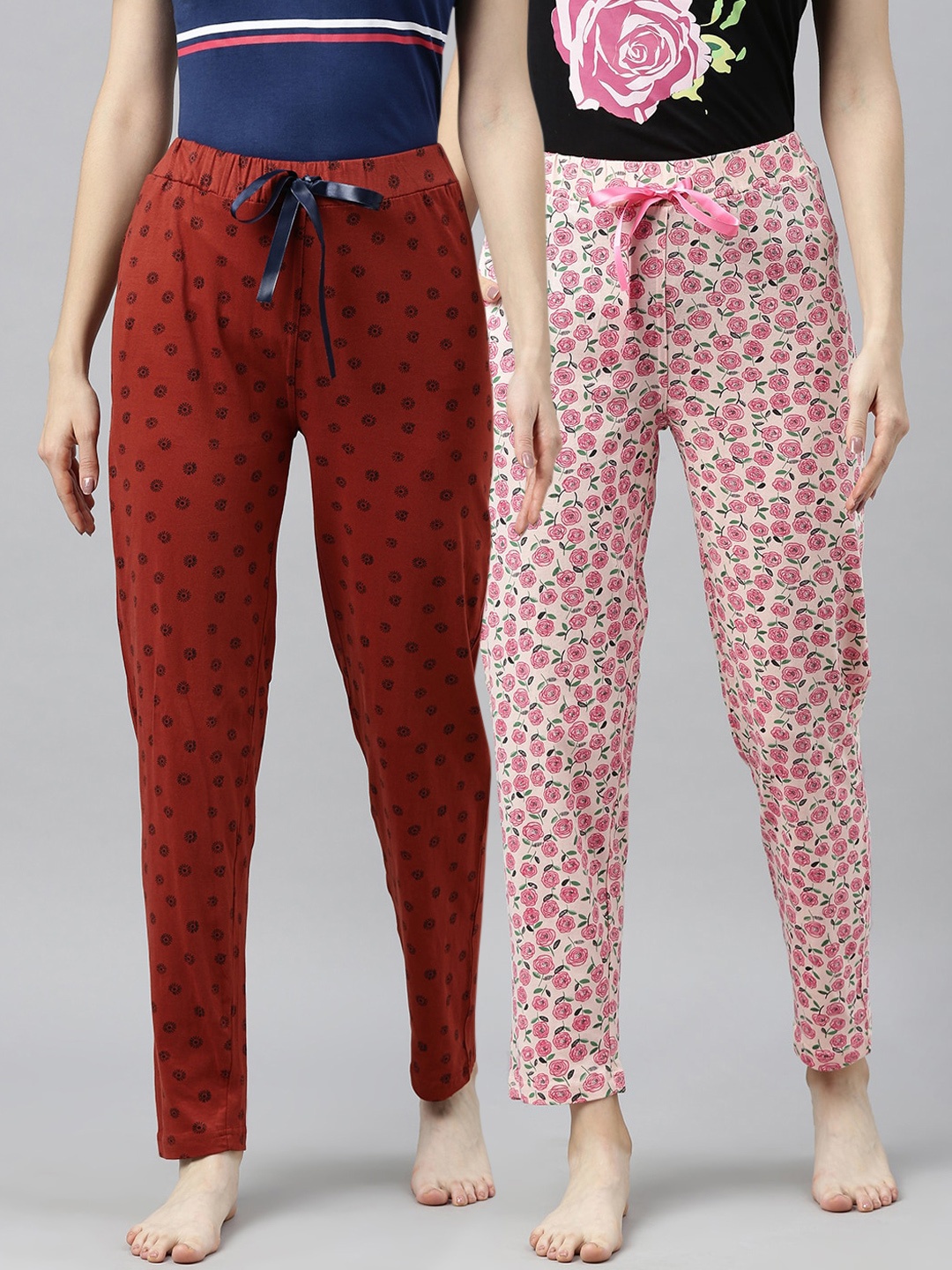 

Enviously Young Women Pack Of 2 Printed Cotton Lounge Pants, Rust