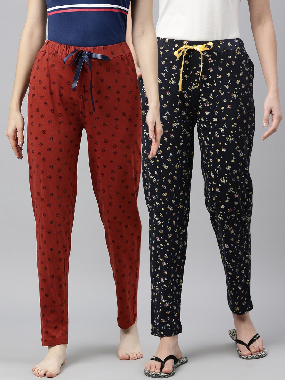 

Enviously Young Women Pack Of 2 Printed Cotton Lounge Pants, Navy blue
