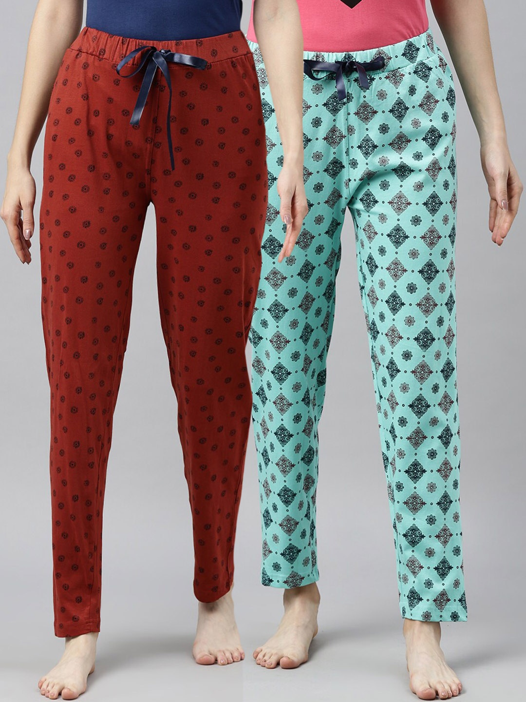 

Enviously Young Women Pack Of 2 Printed Cotton Lounge Pants, Green