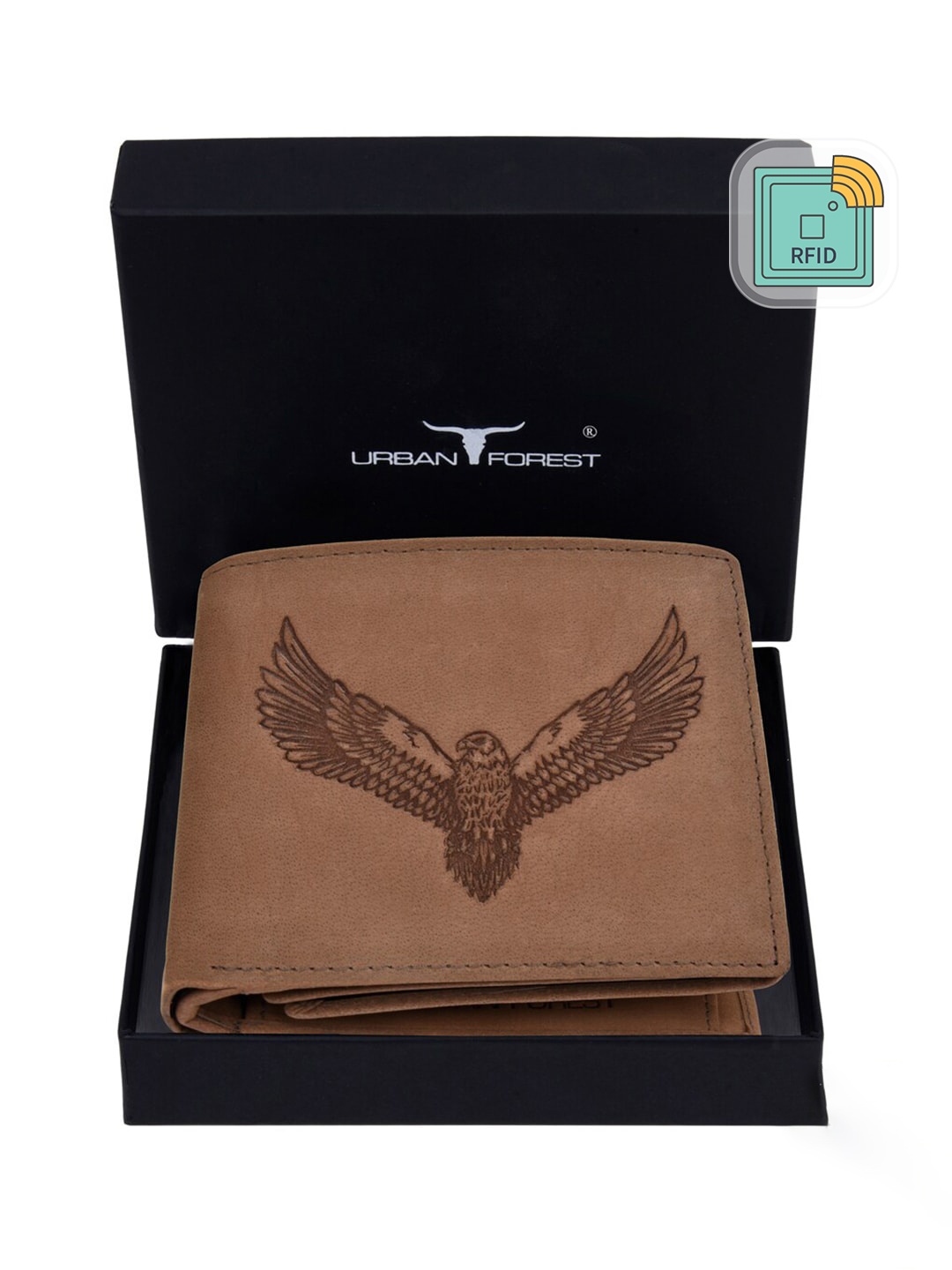 

URBAN FOREST Men Brown Leather Two Fold Wallet