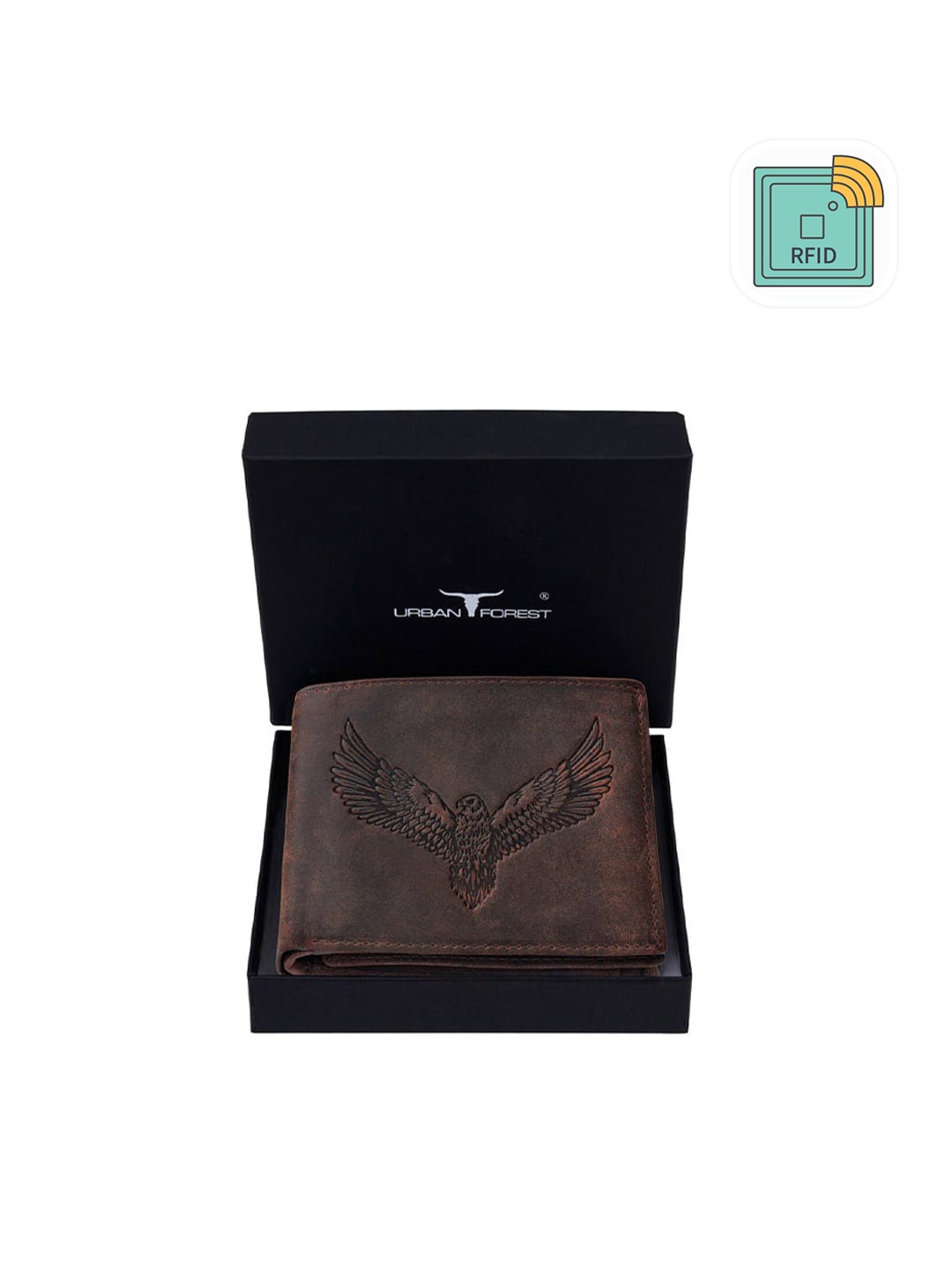 

URBAN FOREST Men Brown Leather Two Fold Wallet