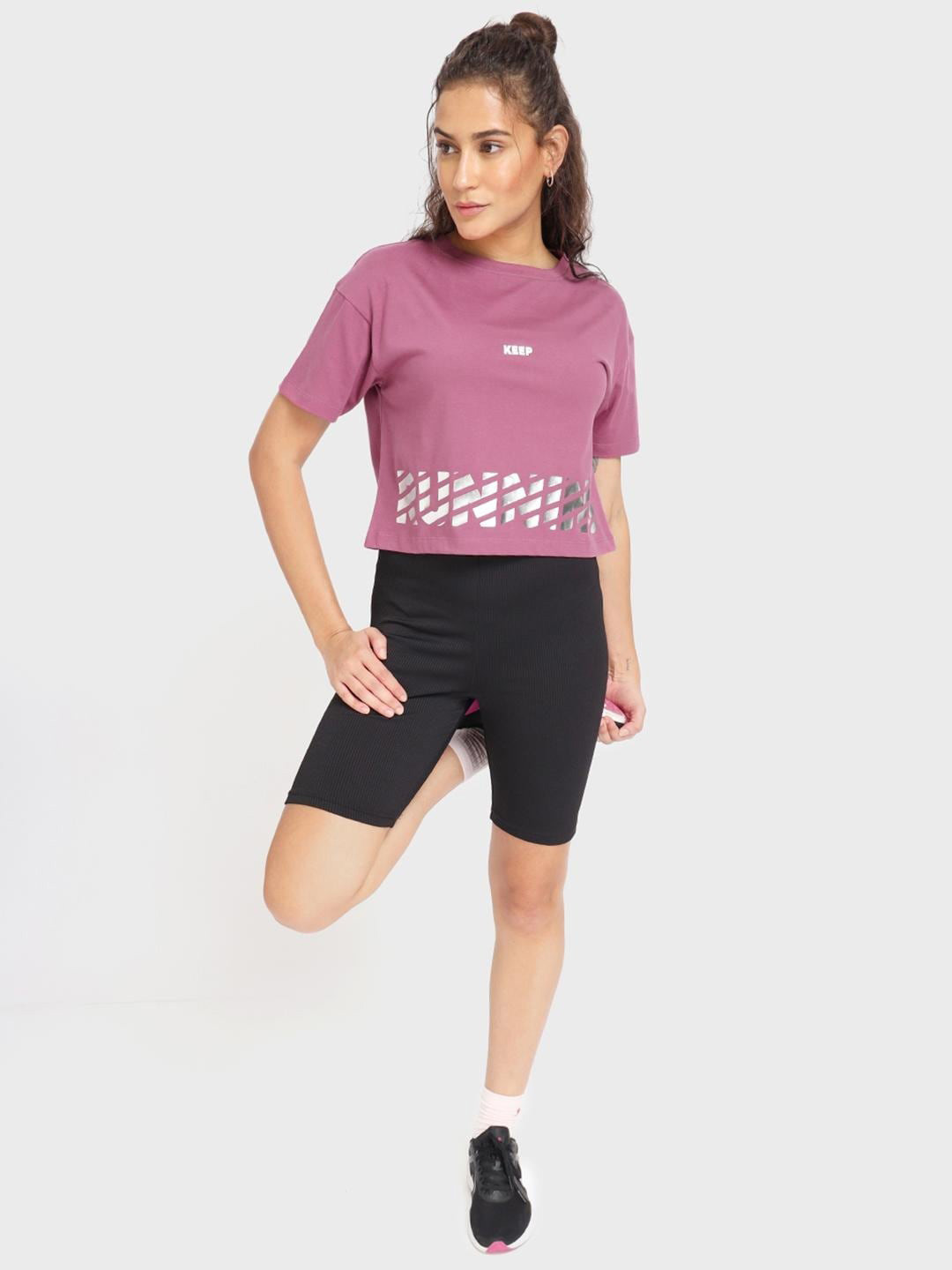 

Bewakoof Women Pink Typography High Neck T-shirt