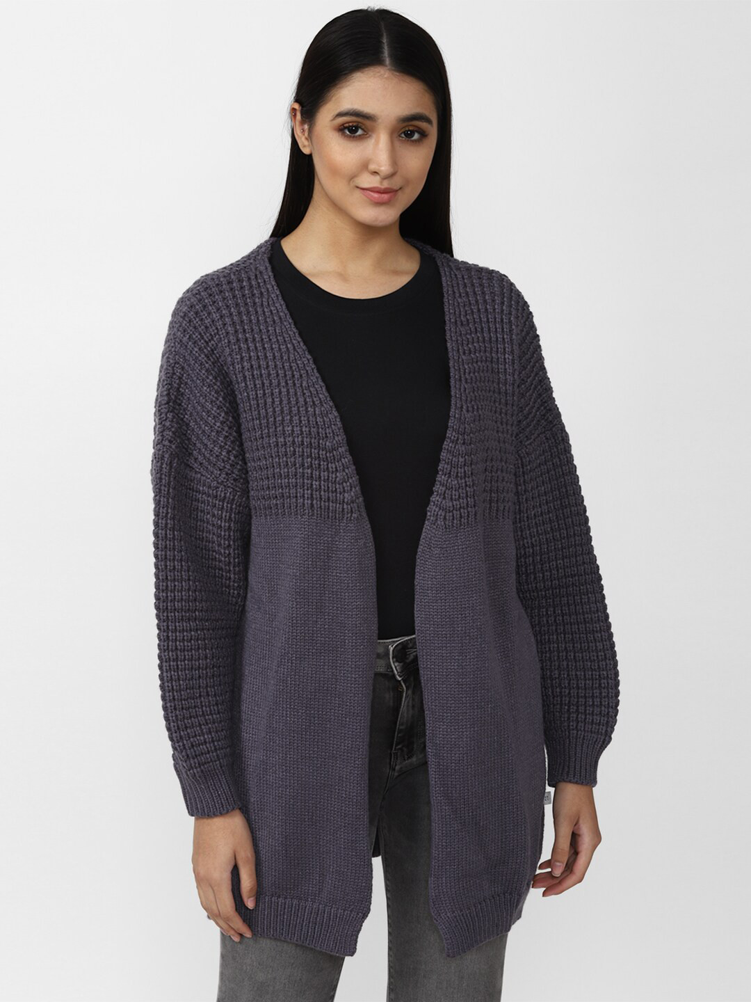 

FOREVER 21 Women Grey Longline Cardigan