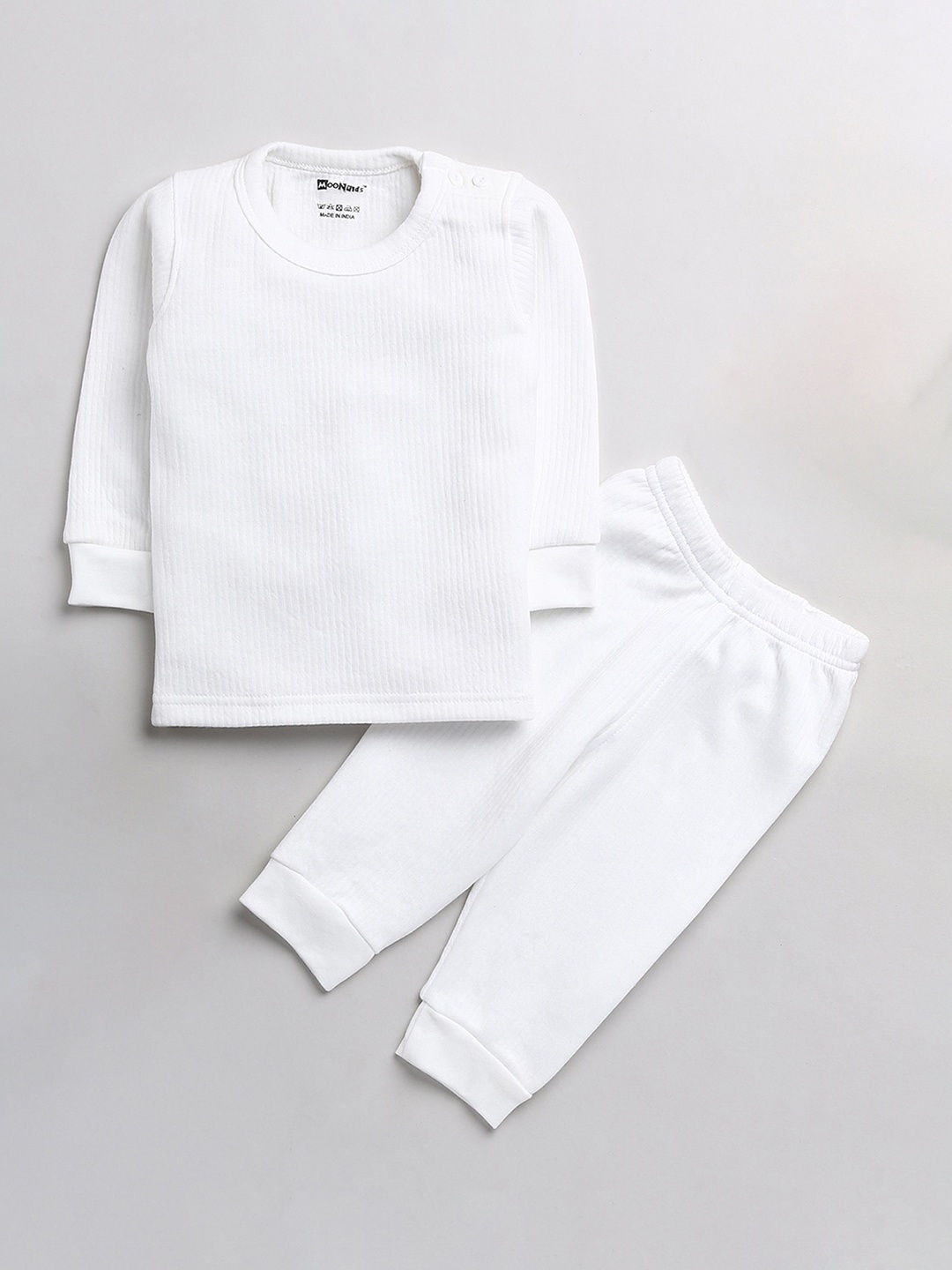 

MooNKids Off White Solid Cotton Thermal Set For Kids