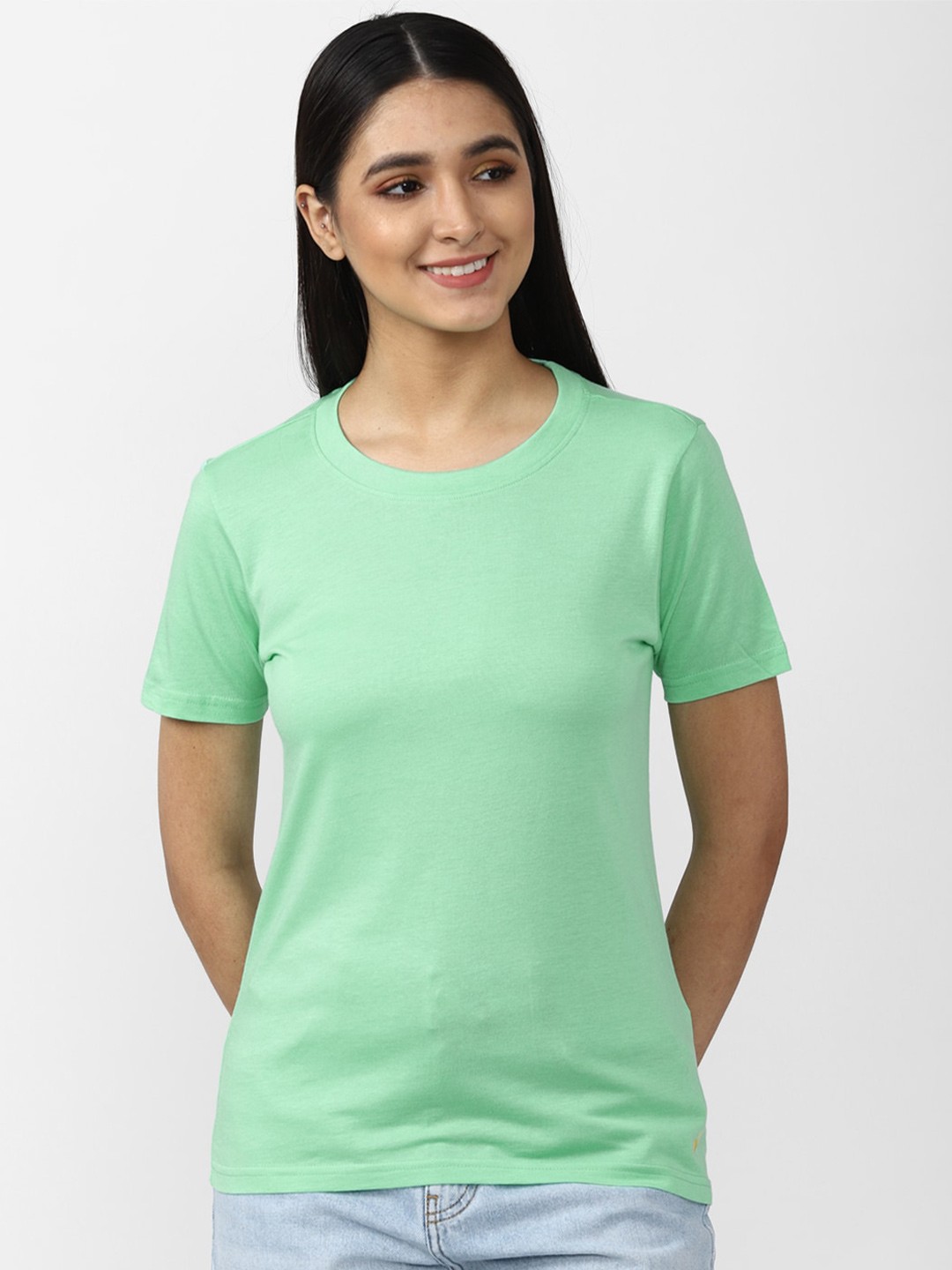 

FOREVER 21 Women Green Regular Cotton Top