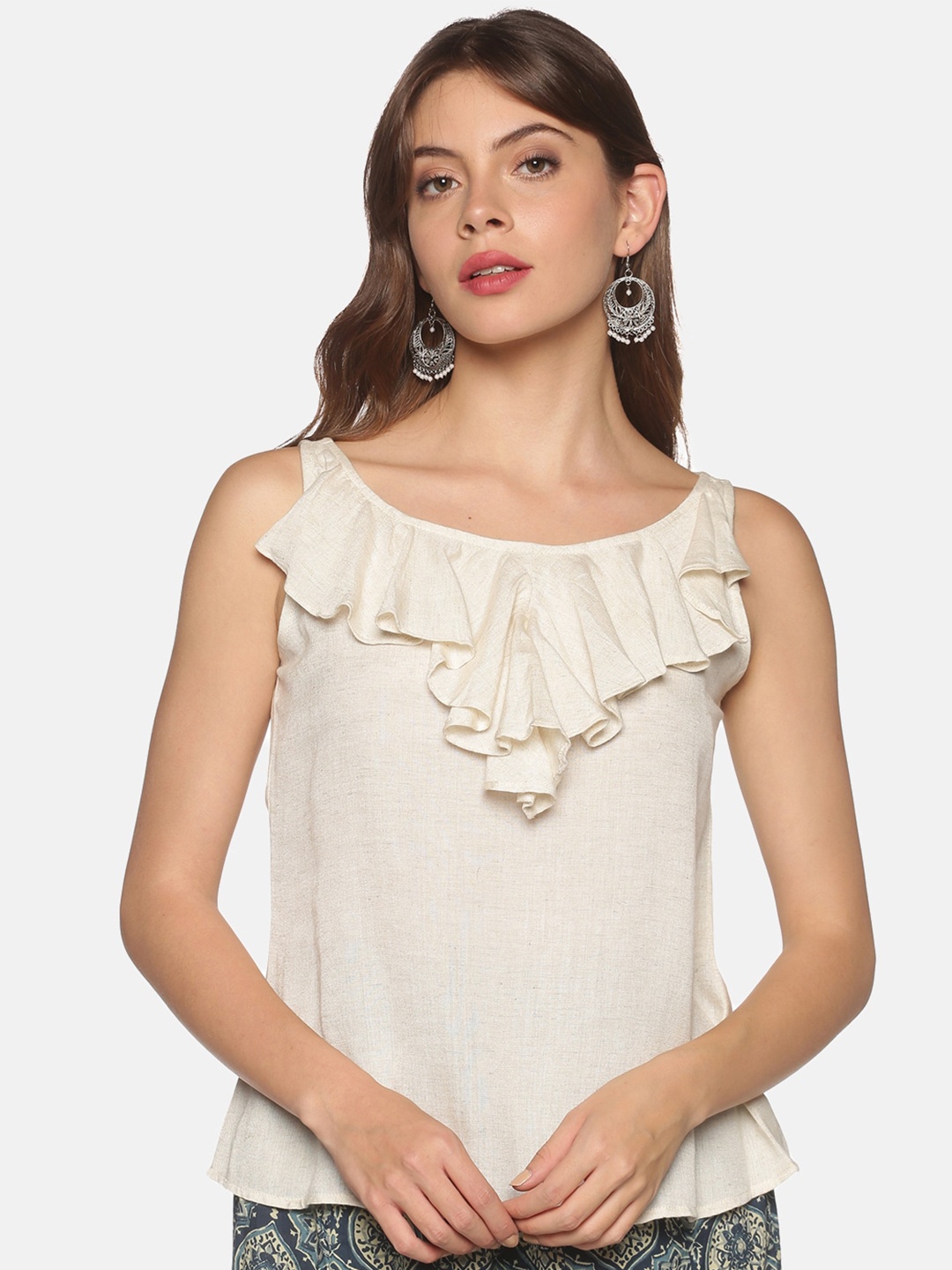 

Saffron Threads Off White Ruffles Top