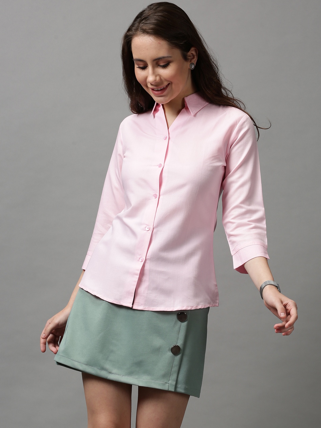 

SHOWOFF Women Pink Slim Fit Casual Shirt