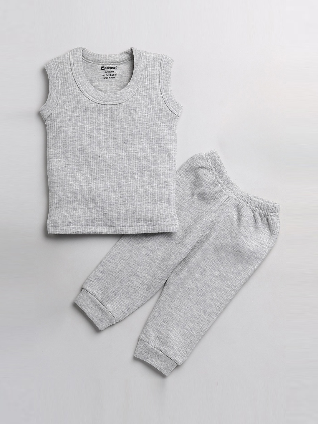 

MooNKids Kids Boys Grey Solid Sleeveless Thermal Set