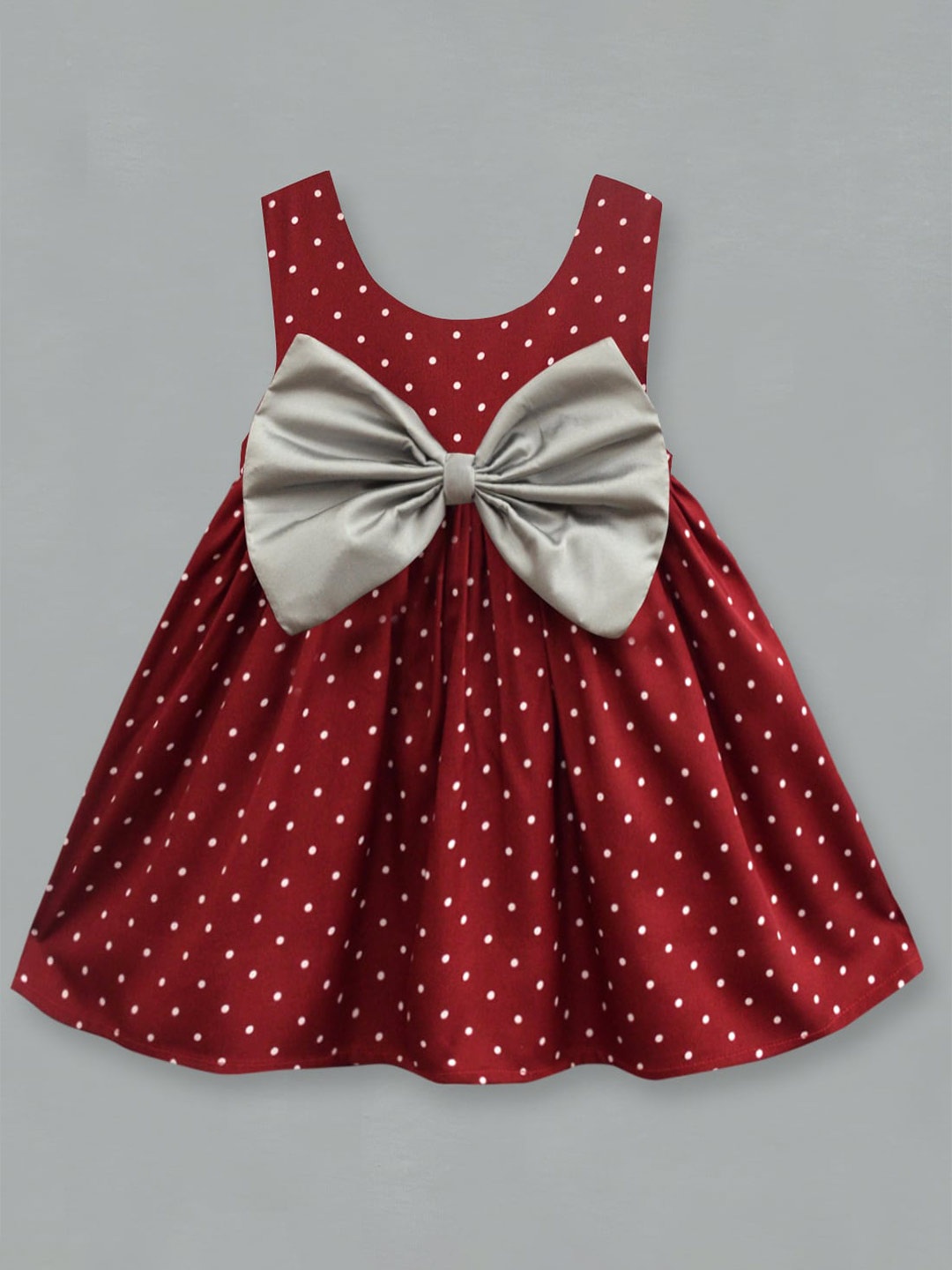 

A T U N Girls Maroon & White Printed Crepe Empire Dress