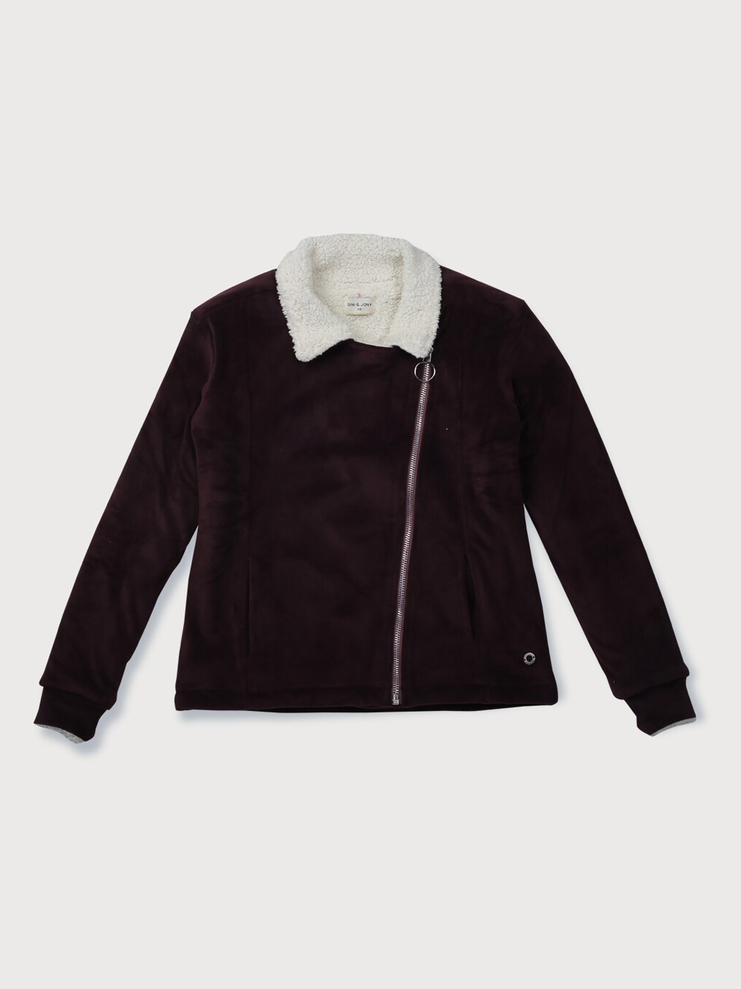 

Gini and Jony Girls Maroon White Cape Jacket