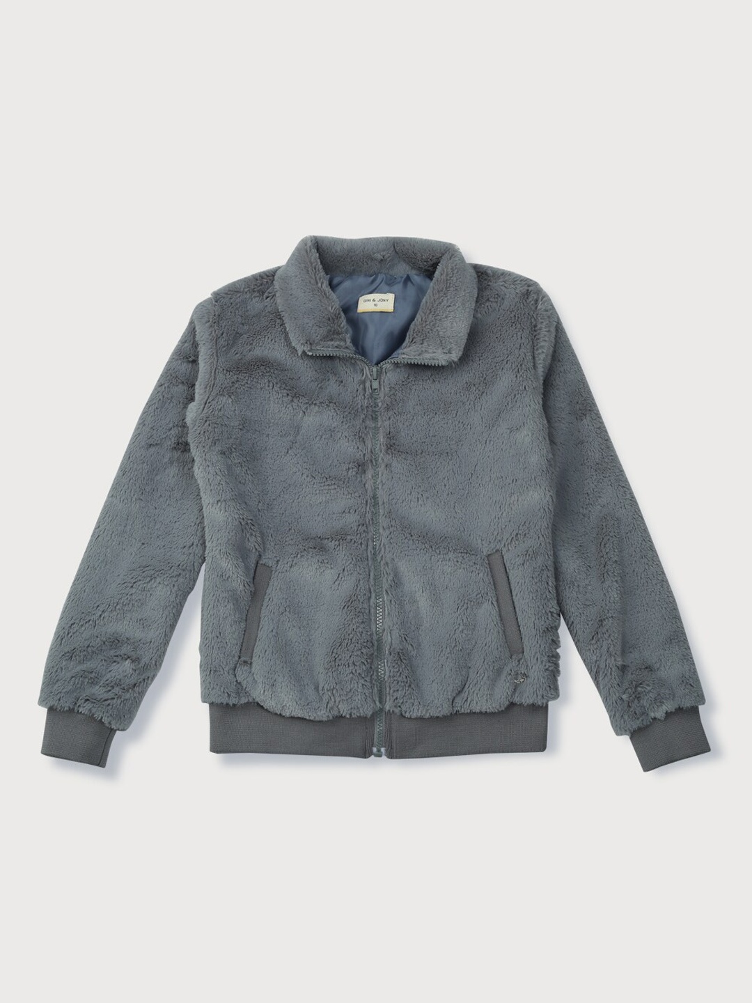 

Gini and Jony Girls Grey Floral Fleece Open Front Jacket