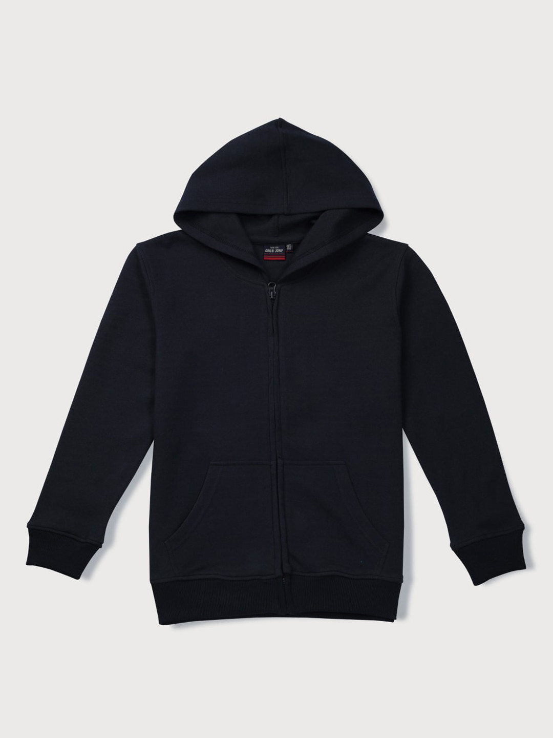 

Gini and Jony Boys Navy Blue Solid Cotton Hooded Open Front Jacket