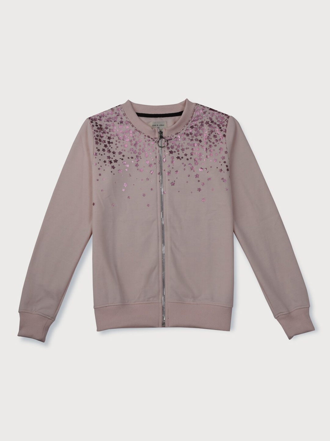 

Gini and Jony Girls Mauve Printed Cotton Open Front Jacket