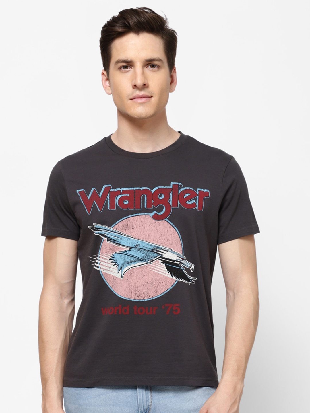 

Wrangler Men Grey Typography Printed T-shirt