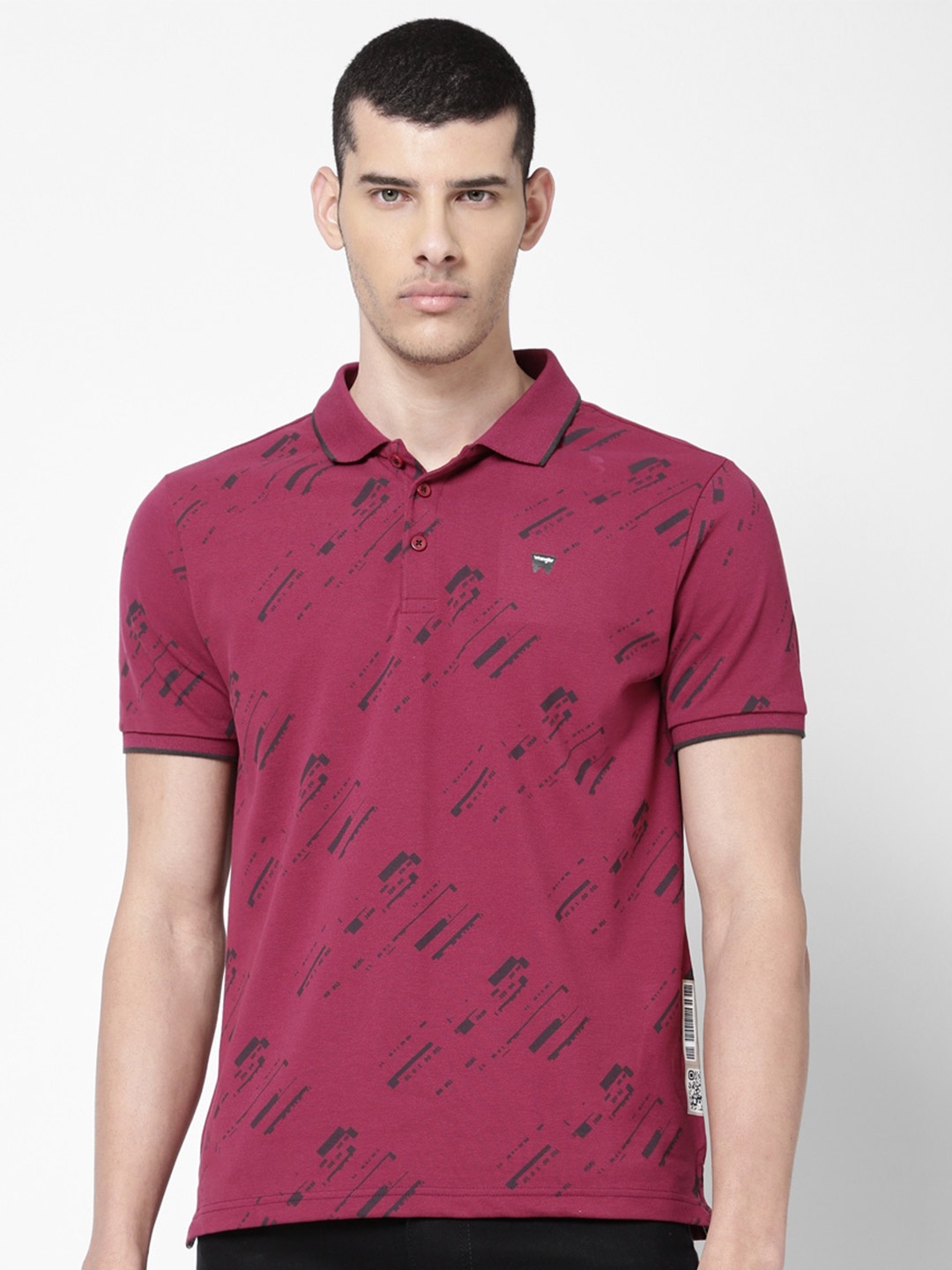 

Wrangler Men Yellow Printed Polo Collar T-shirt