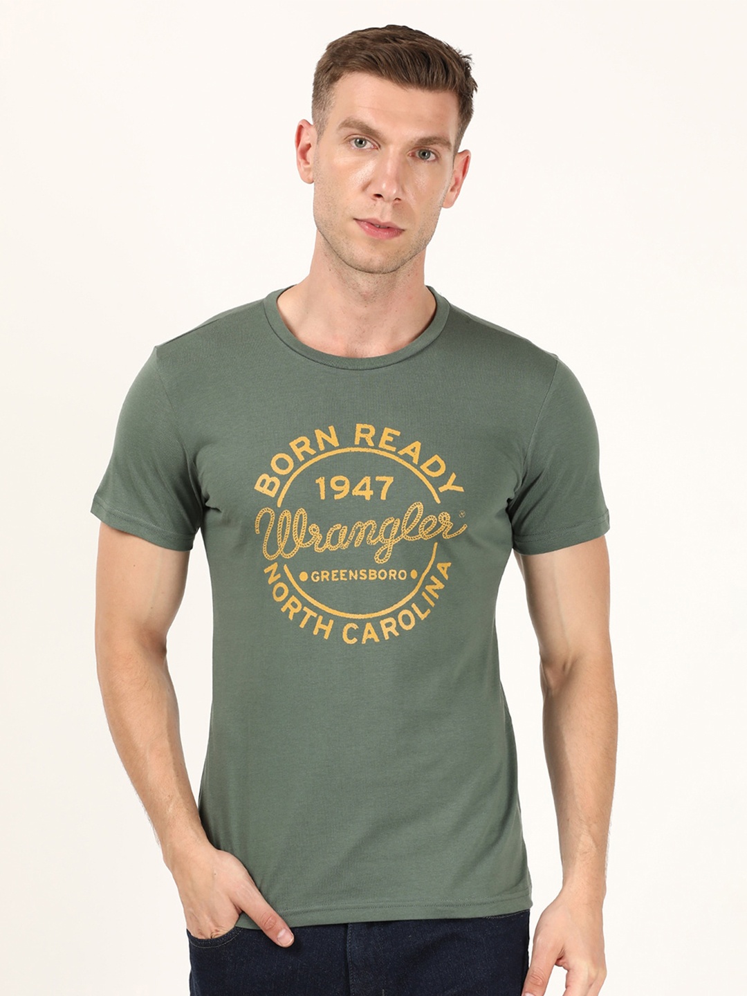 Wrangler Men Green Typography Printed T-shirt